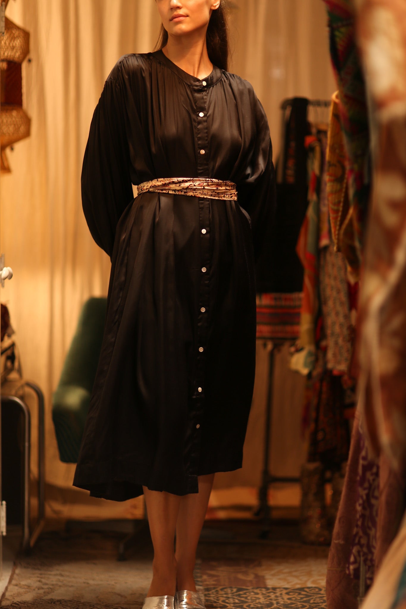 ELIZABETH SILK DRESS BLACK - BANGKOK TAILOR CLOTHING STORE - HANDMADE CLOTHING