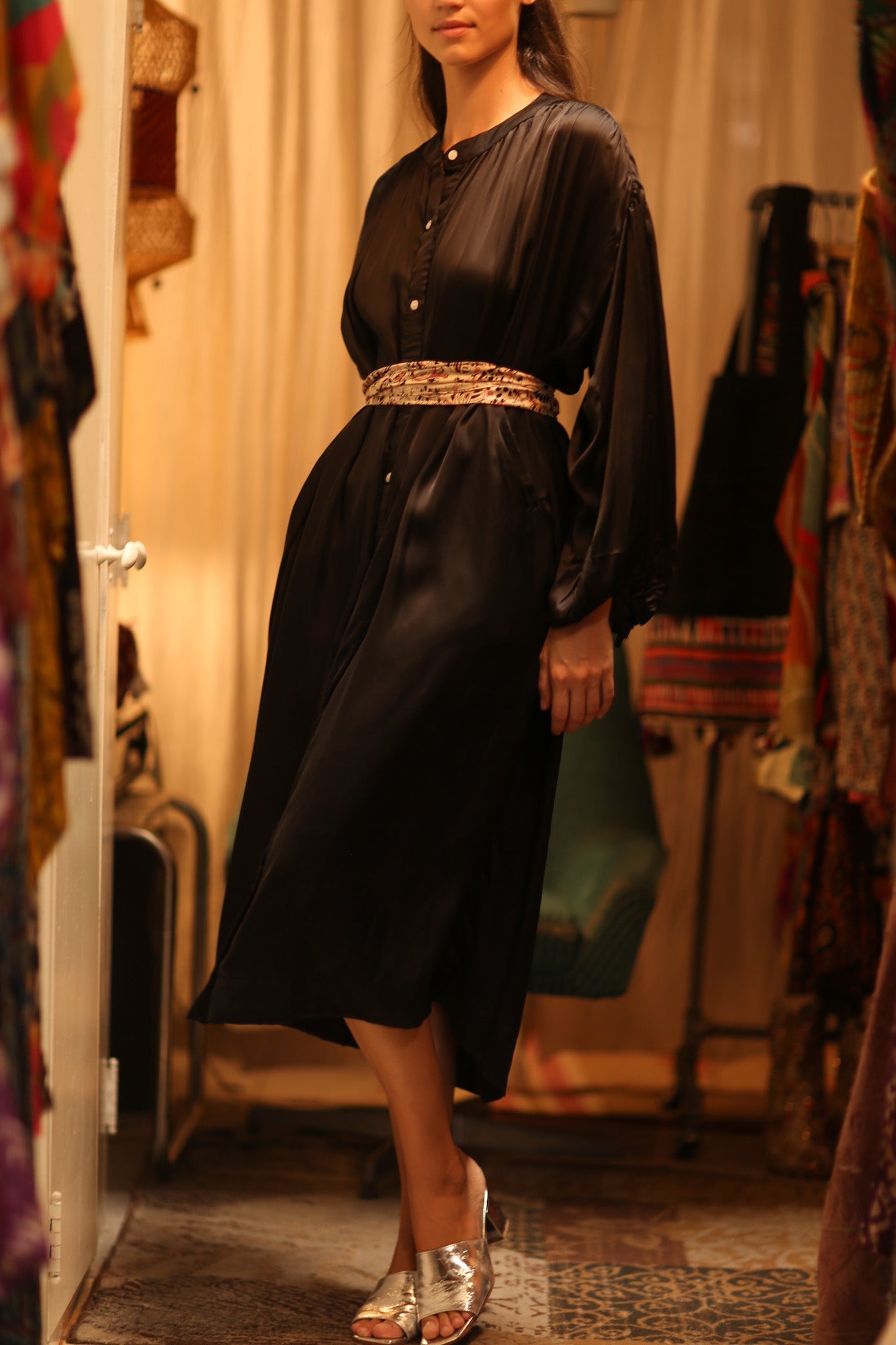 ELIZABETH SILK DRESS BLACK - BANGKOK TAILOR CLOTHING STORE - HANDMADE CLOTHING