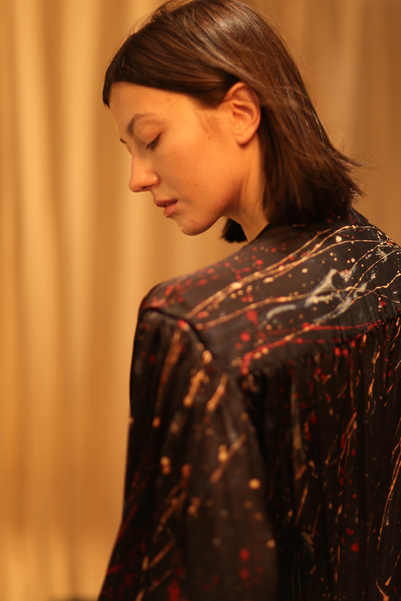 ELIZABETH SILK DRESS BLACK POLLOCK - BANGKOK TAILOR CLOTHING STORE - HANDMADE CLOTHING