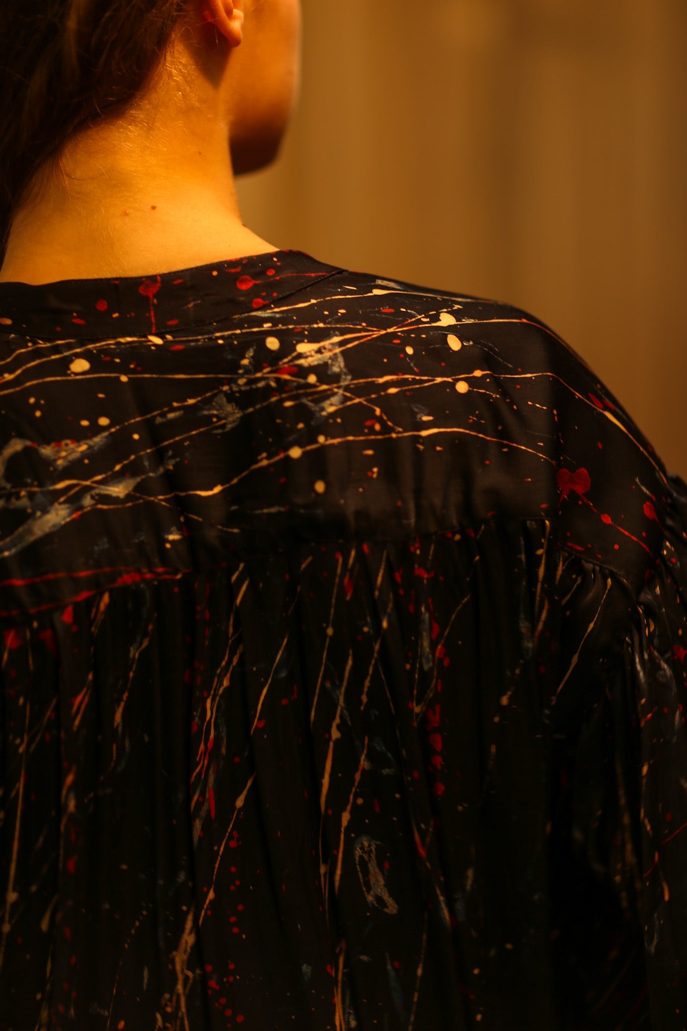 ELIZABETH SILK DRESS BLACK POLLOCK - BANGKOK TAILOR CLOTHING STORE - HANDMADE CLOTHING