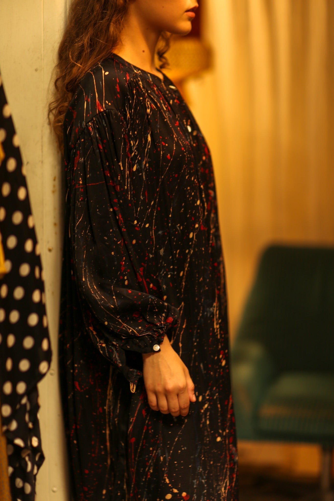 ELIZABETH SILK DRESS BLACK POLLOCK - BANGKOK TAILOR CLOTHING STORE - HANDMADE CLOTHING