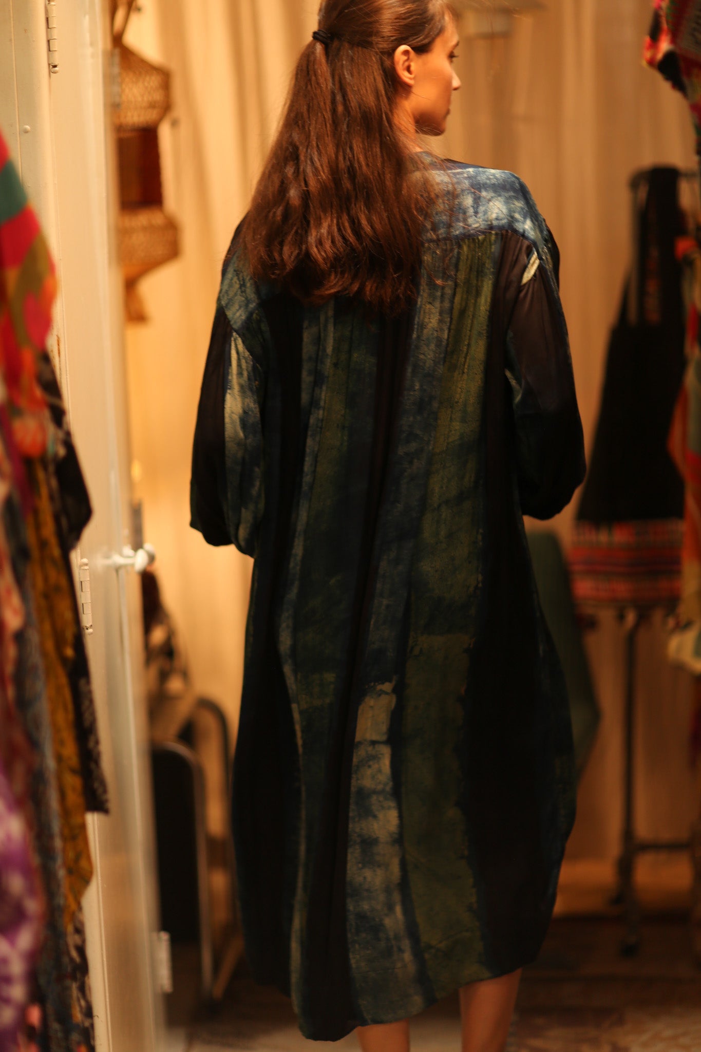 ELIZABETH SILK DRESS BLUE STRIPE - BANGKOK TAILOR CLOTHING STORE - HANDMADE CLOTHING