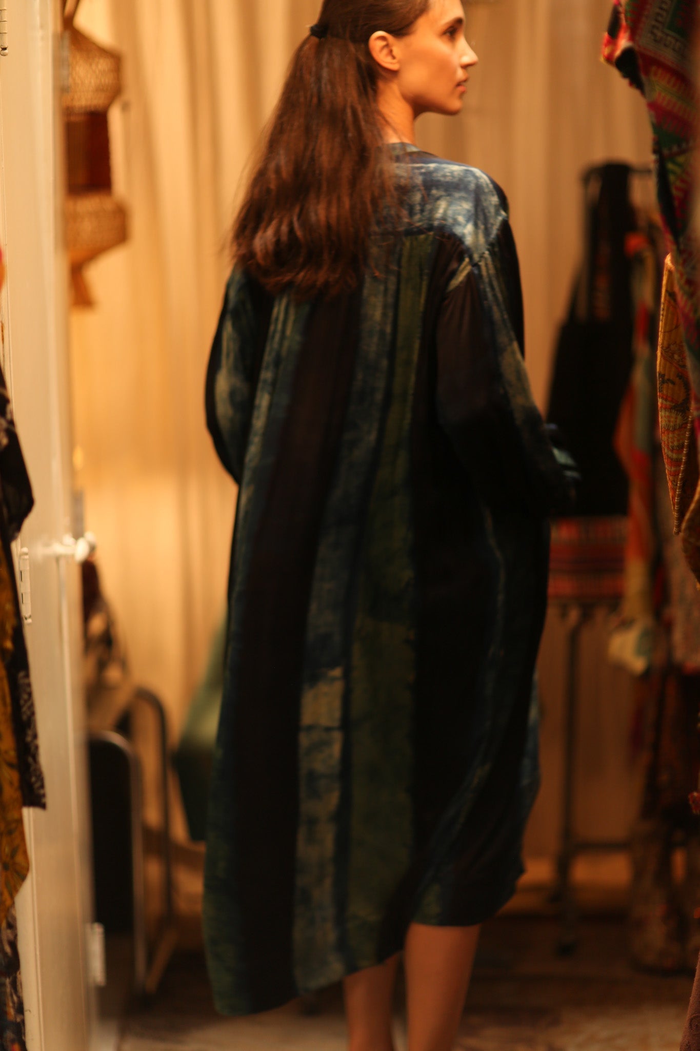 ELIZABETH SILK DRESS BLUE STRIPE - BANGKOK TAILOR CLOTHING STORE - HANDMADE CLOTHING