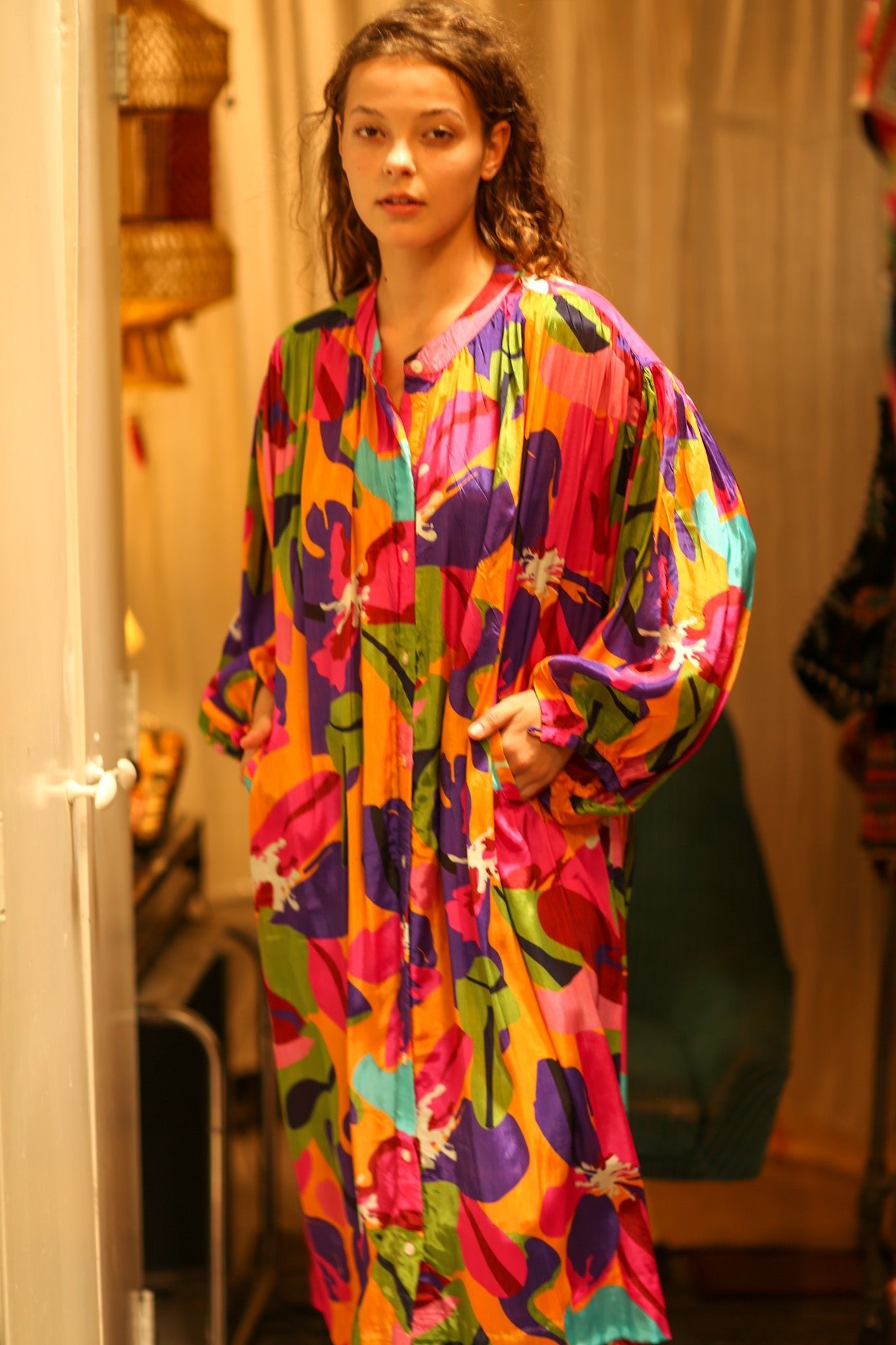 ELIZABETH SILK DRESS COLOR BOMB - BANGKOK TAILOR CLOTHING STORE - HANDMADE CLOTHING