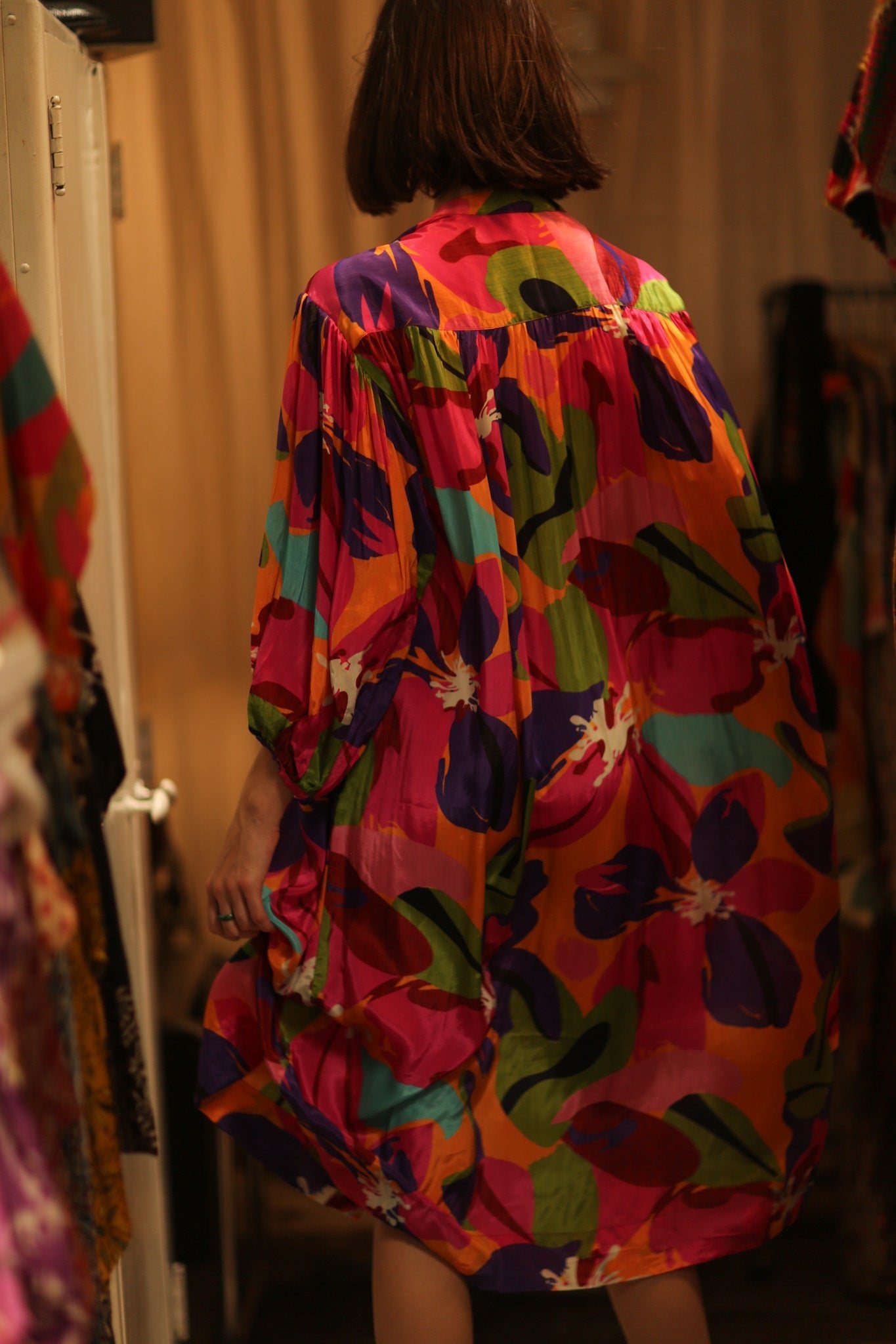 ELIZABETH SILK DRESS COLOR BOMB - BANGKOK TAILOR CLOTHING STORE - HANDMADE CLOTHING