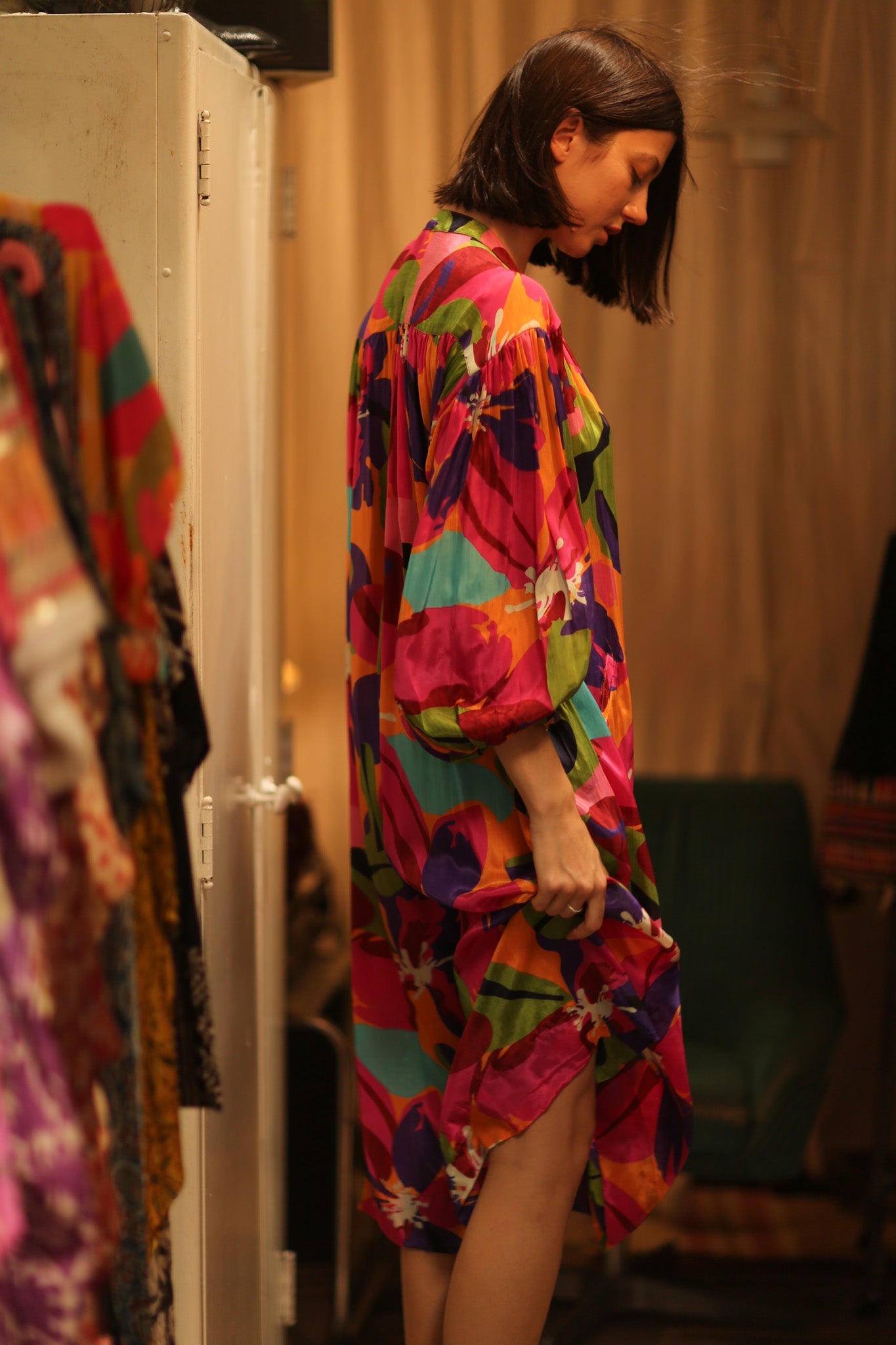 ELIZABETH SILK DRESS COLOR BOMB - BANGKOK TAILOR CLOTHING STORE - HANDMADE CLOTHING