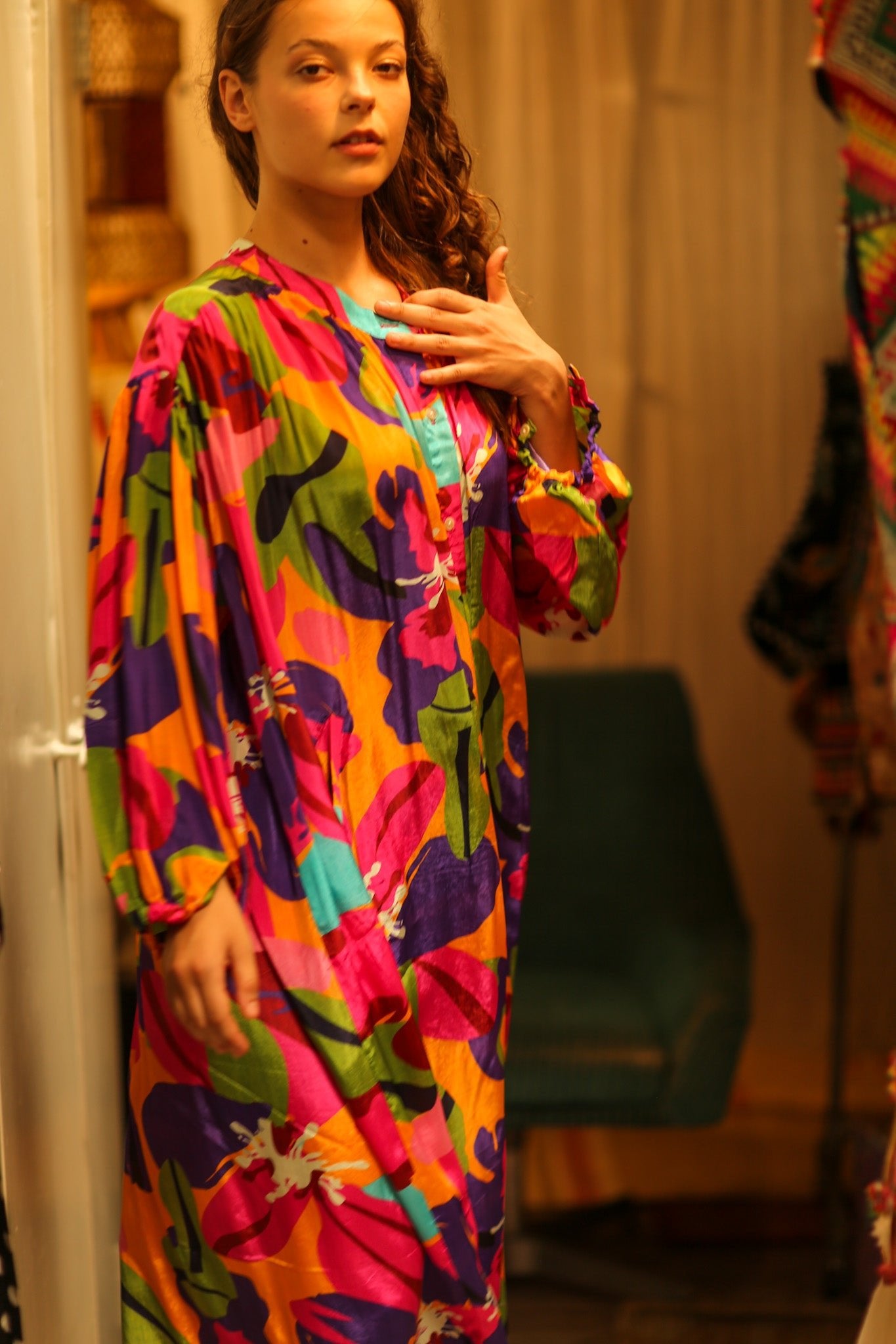 ELIZABETH SILK DRESS COLOR BOMB - BANGKOK TAILOR CLOTHING STORE - HANDMADE CLOTHING