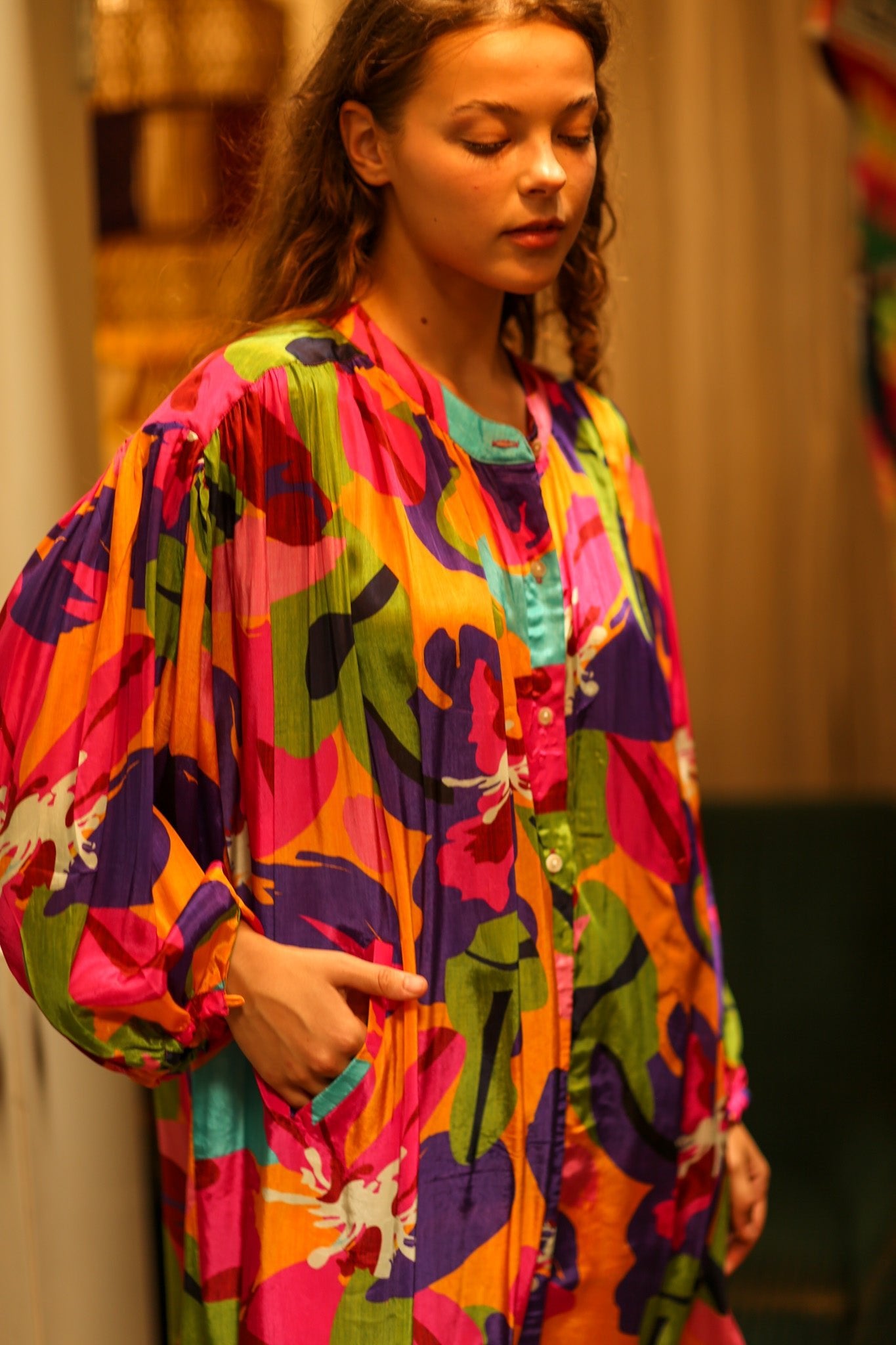 ELIZABETH SILK DRESS COLOR BOMB - BANGKOK TAILOR CLOTHING STORE - HANDMADE CLOTHING