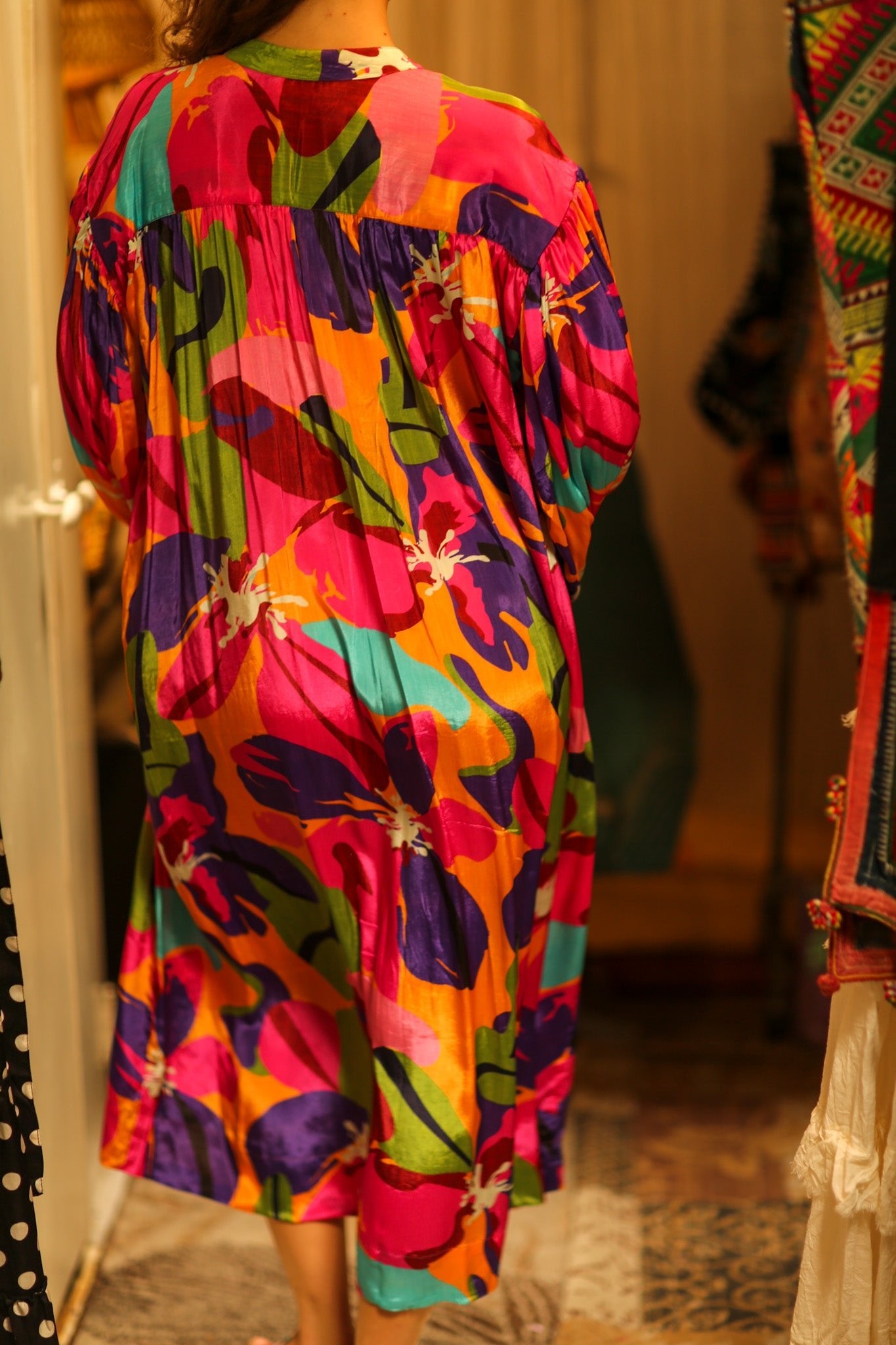 ELIZABETH SILK DRESS COLOR BOMB - BANGKOK TAILOR CLOTHING STORE - HANDMADE CLOTHING