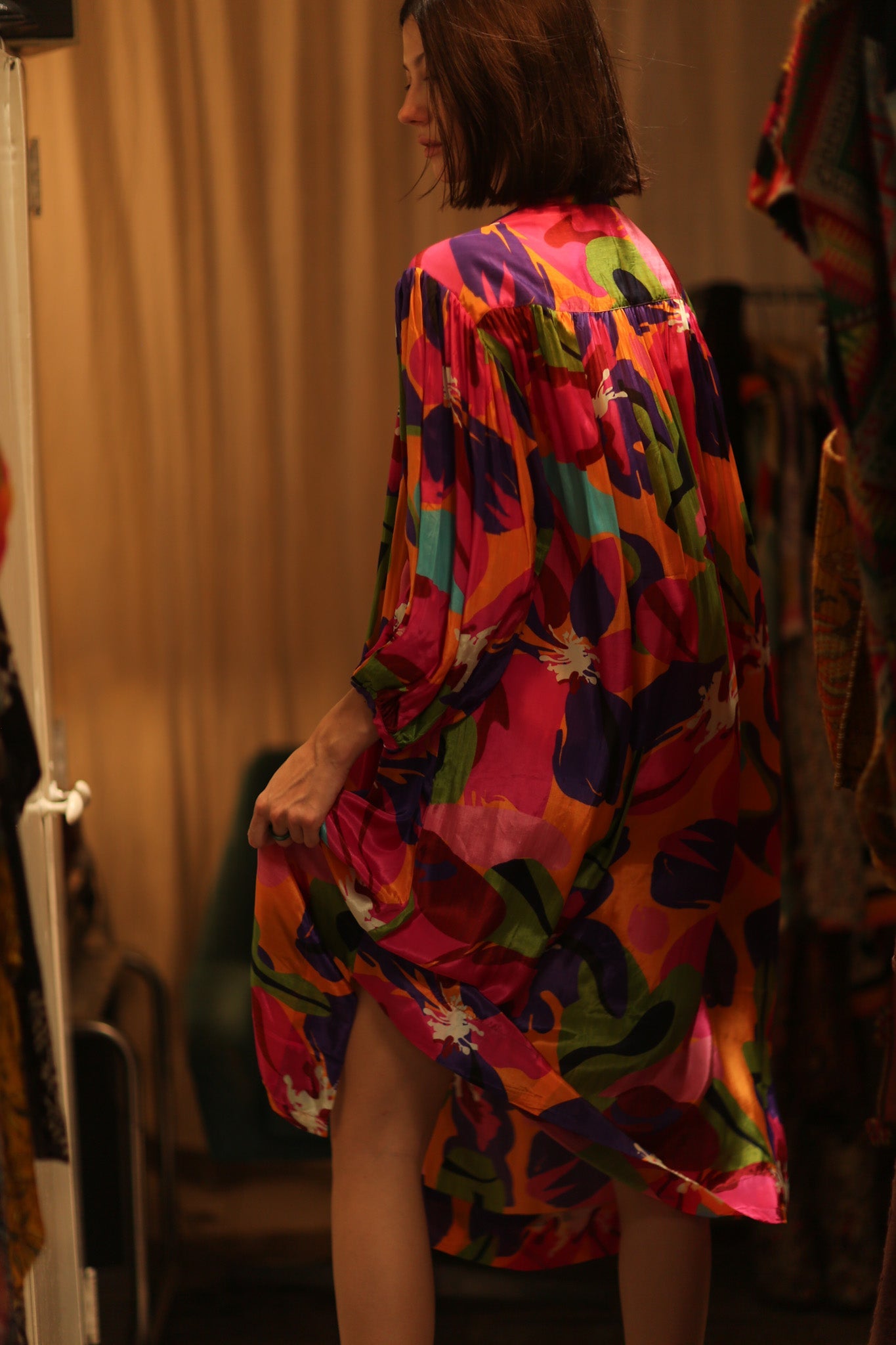 ELIZABETH SILK DRESS COLOR BOMB - BANGKOK TAILOR CLOTHING STORE - HANDMADE CLOTHING