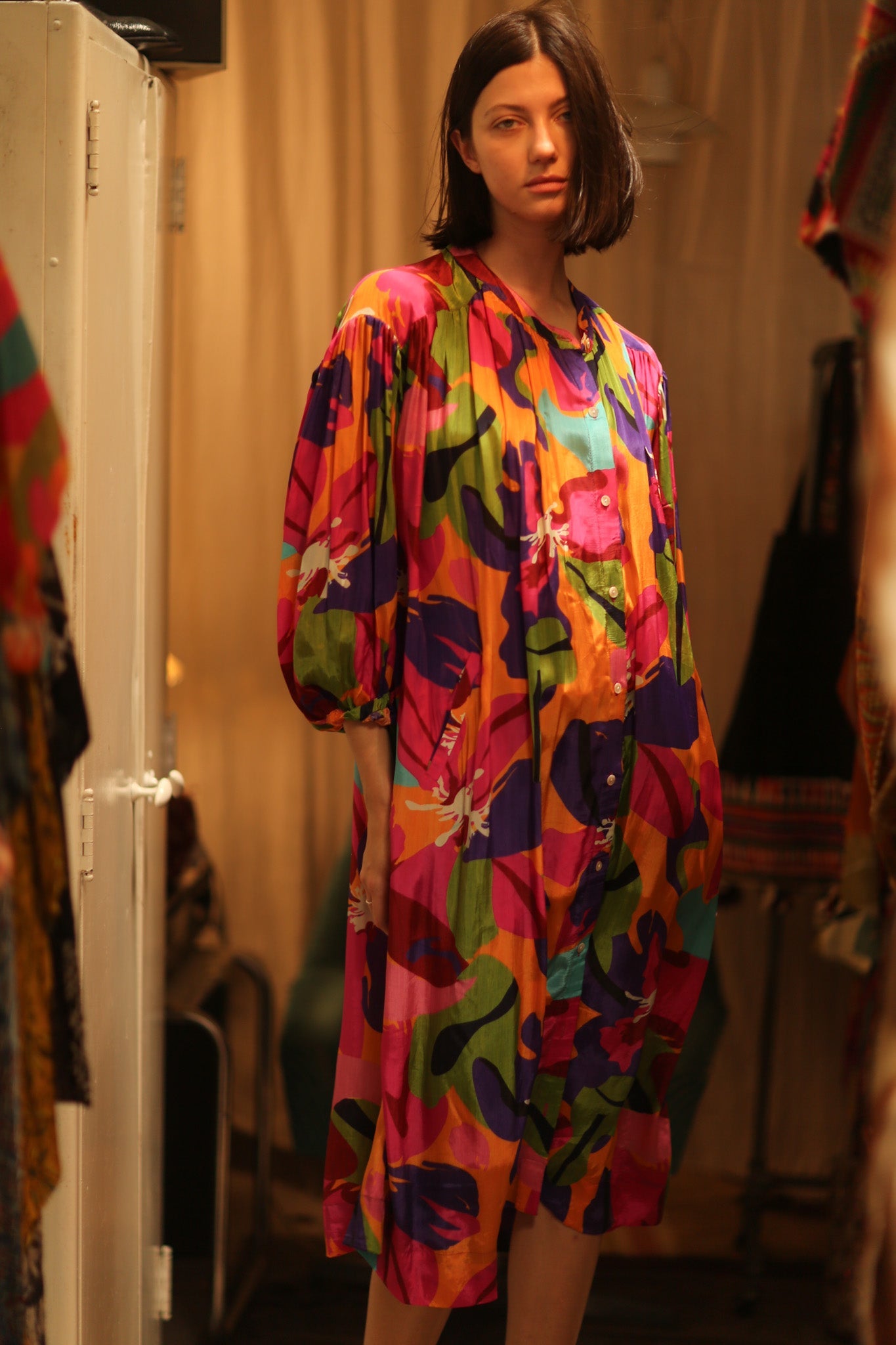 ELIZABETH SILK DRESS COLOR BOMB - BANGKOK TAILOR CLOTHING STORE - HANDMADE CLOTHING