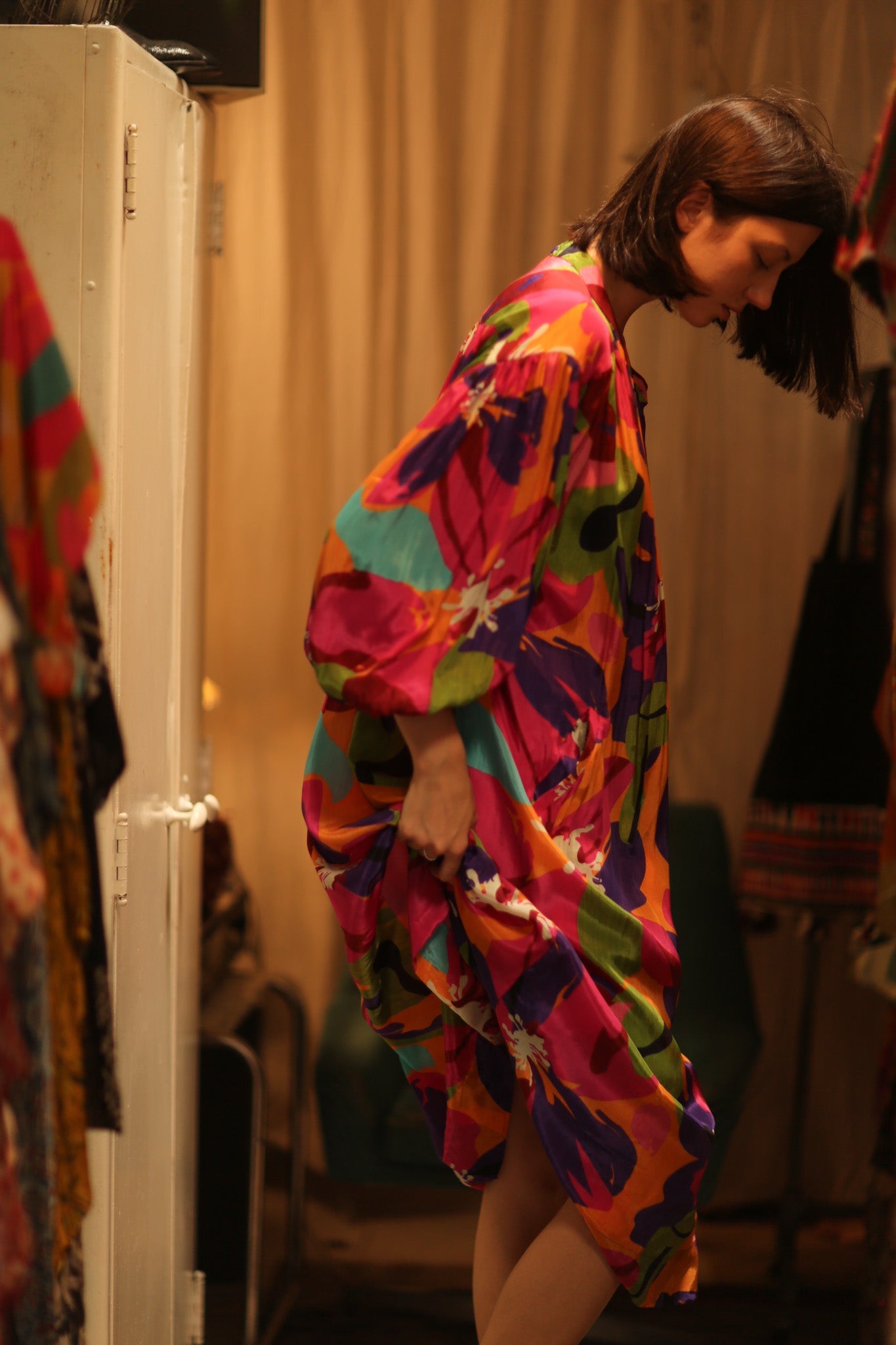 ELIZABETH SILK DRESS COLOR BOMB - BANGKOK TAILOR CLOTHING STORE - HANDMADE CLOTHING