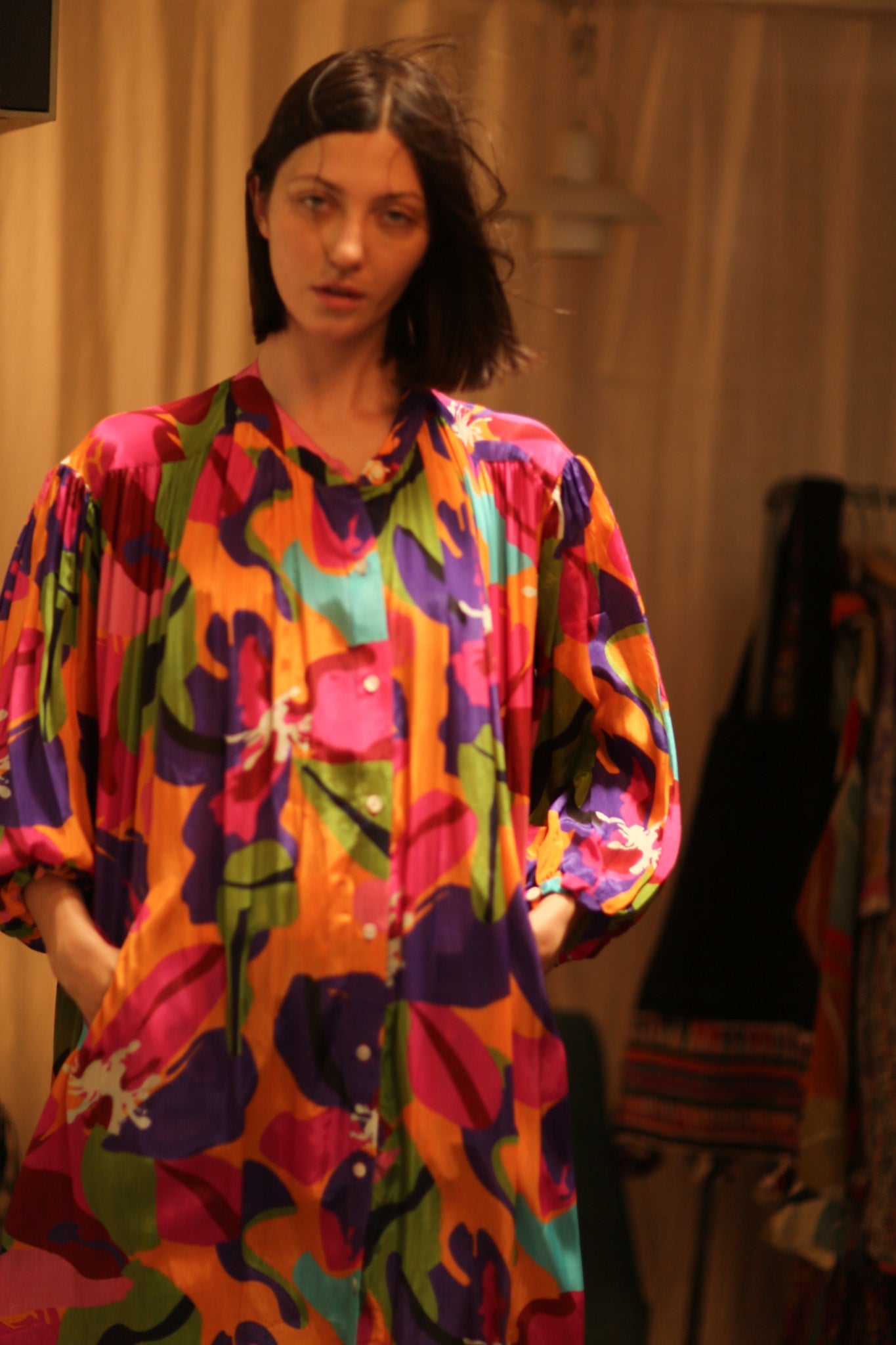 ELIZABETH SILK DRESS COLOR BOMB - BANGKOK TAILOR CLOTHING STORE - HANDMADE CLOTHING