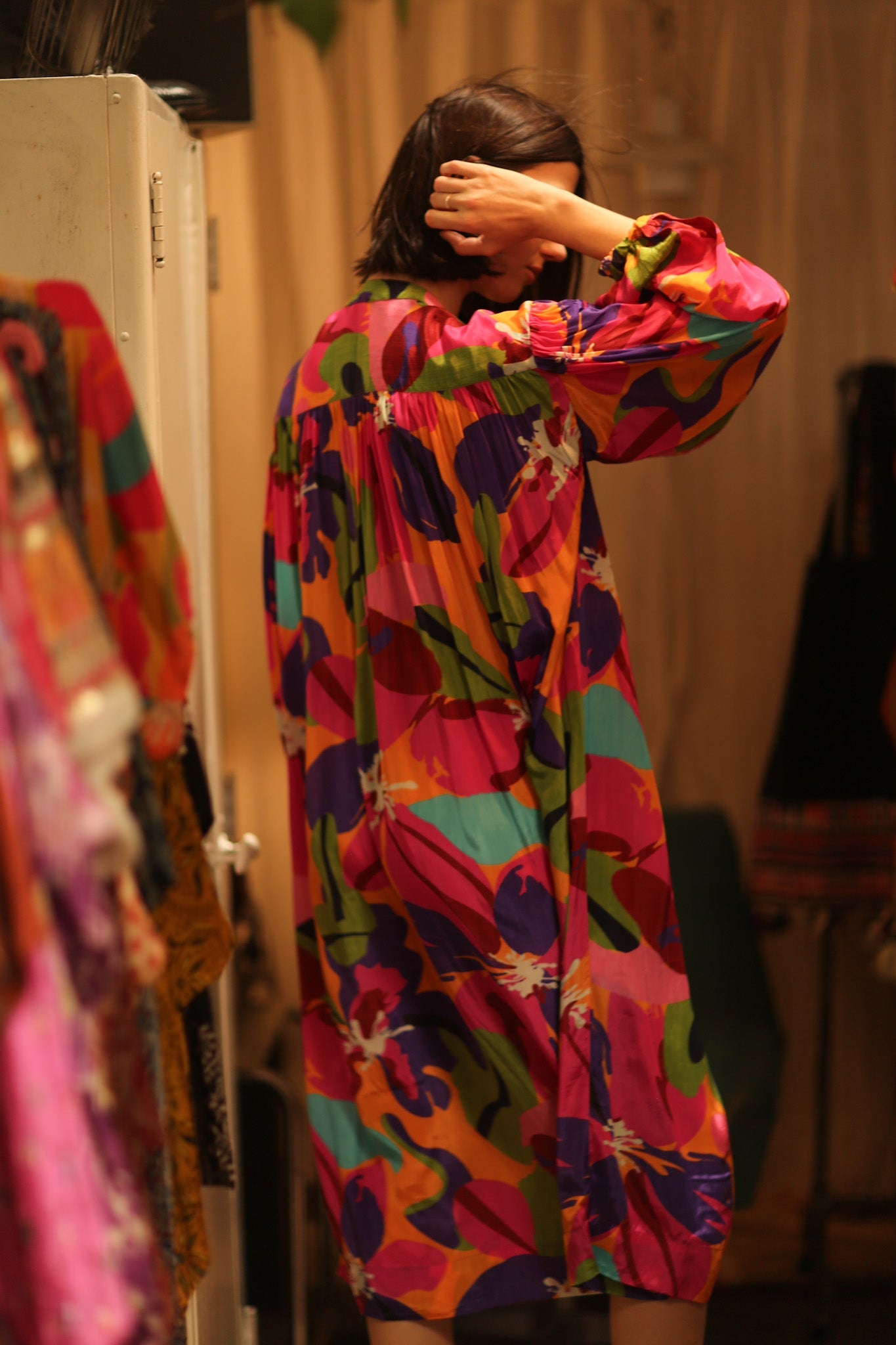 ELIZABETH SILK DRESS COLOR BOMB - BANGKOK TAILOR CLOTHING STORE - HANDMADE CLOTHING