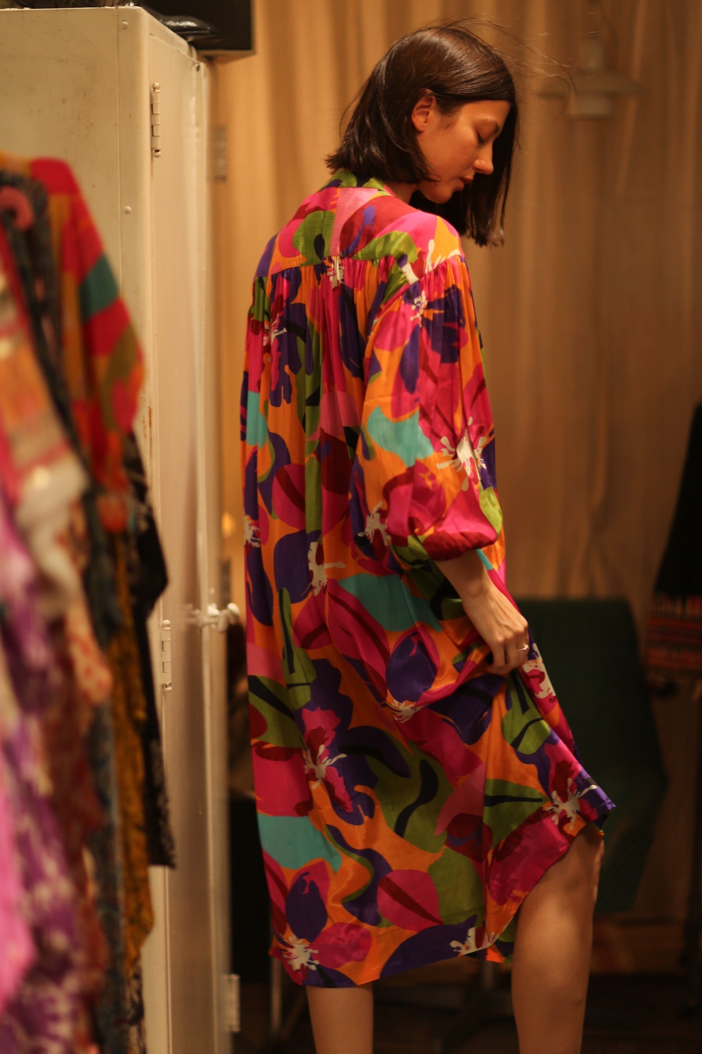 ELIZABETH SILK DRESS COLOR BOMB - BANGKOK TAILOR CLOTHING STORE - HANDMADE CLOTHING