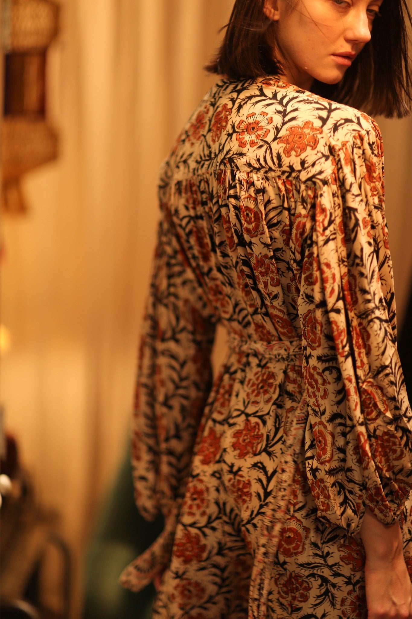 ELIZABETH SILK DRESS MUGHAL BLACK AND RED - BANGKOK TAILOR CLOTHING STORE - HANDMADE CLOTHING