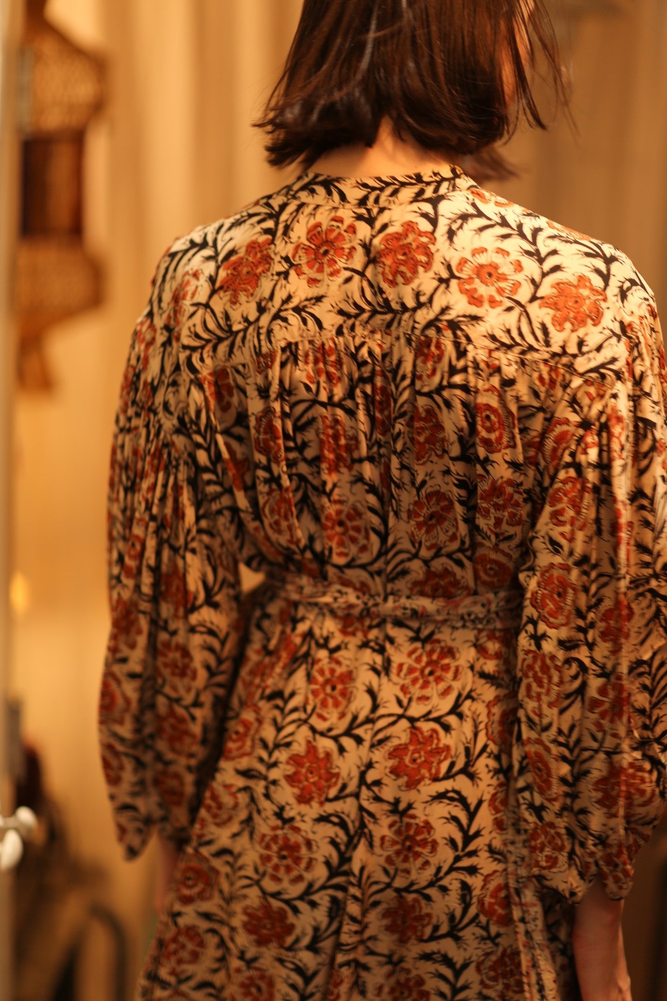 ELIZABETH SILK DRESS MUGHAL BLACK AND RED - BANGKOK TAILOR CLOTHING STORE - HANDMADE CLOTHING