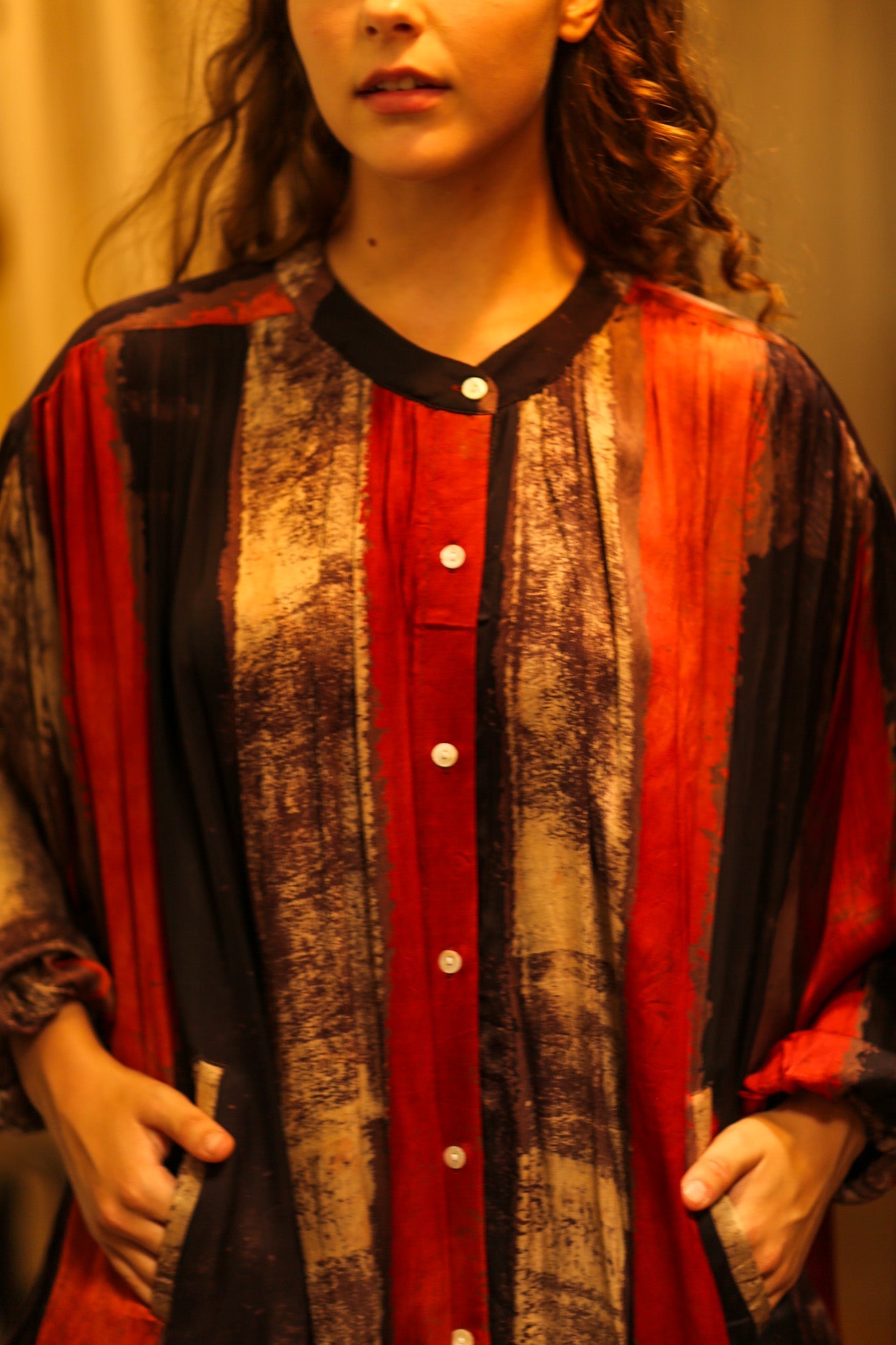 ELIZABETH SILK DRESS POPPY FIELD - BANGKOK TAILOR CLOTHING STORE - HANDMADE CLOTHING