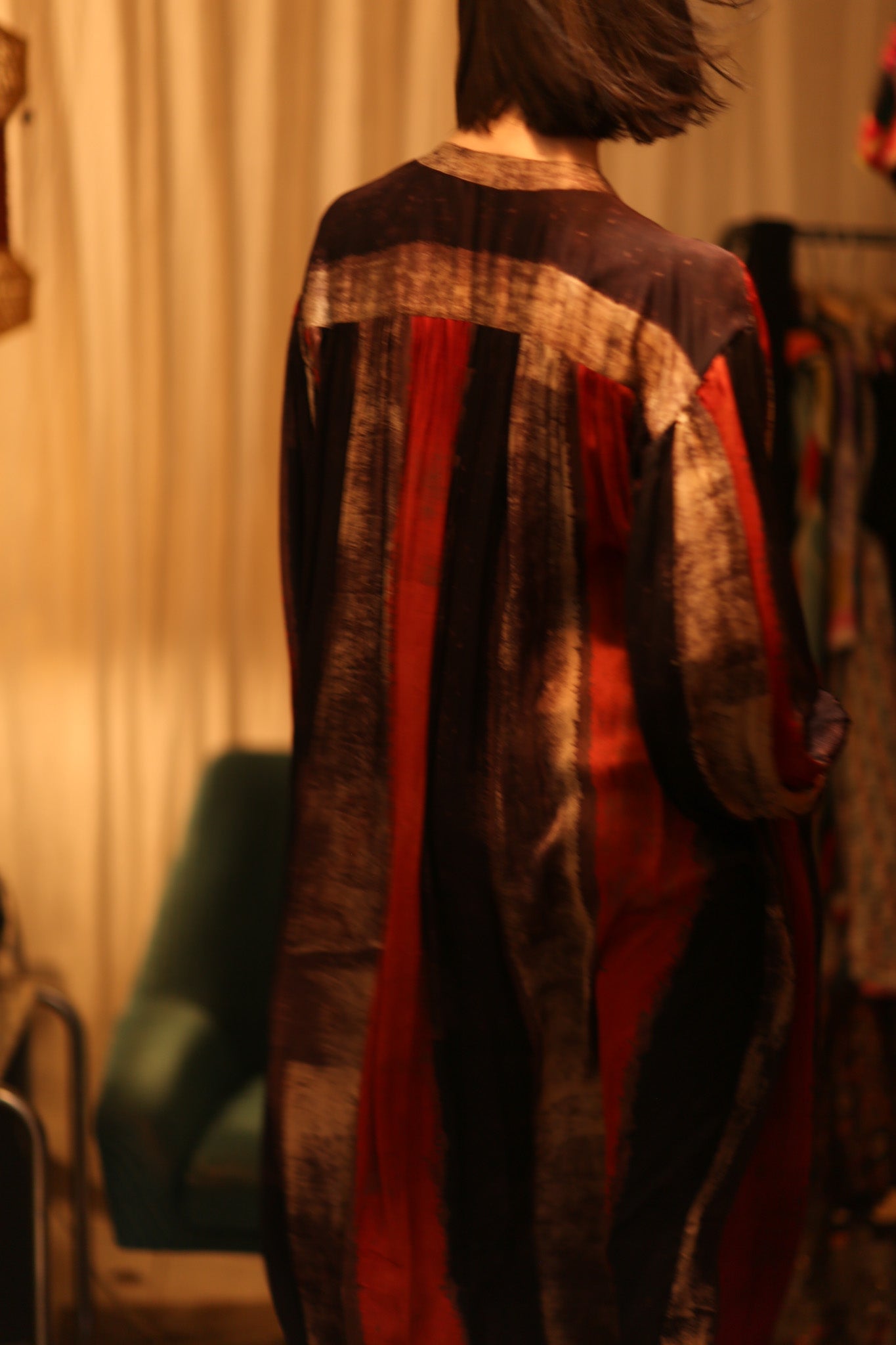 ELIZABETH SILK DRESS POPPY FIELD - BANGKOK TAILOR CLOTHING STORE - HANDMADE CLOTHING