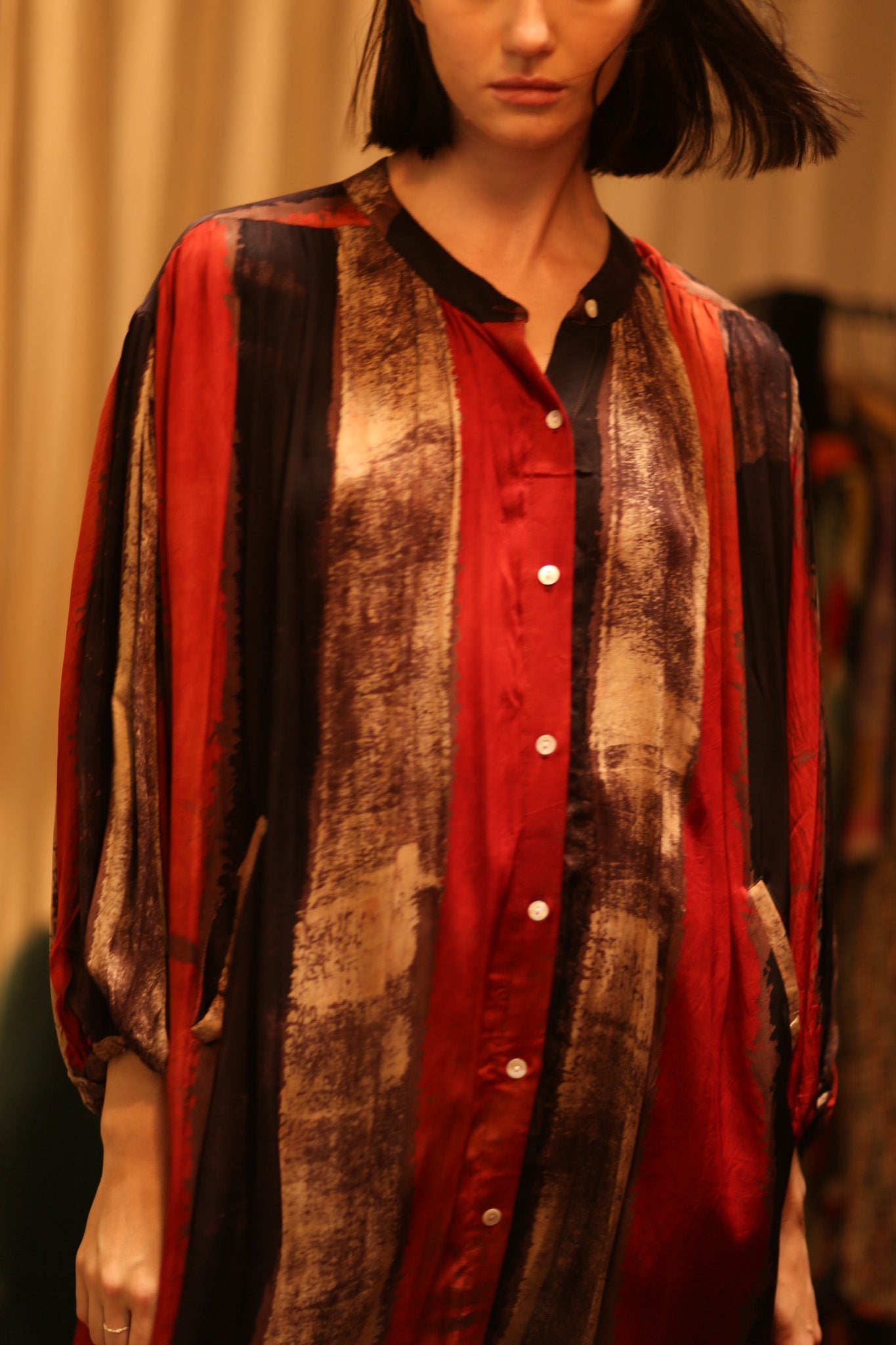 ELIZABETH SILK DRESS POPPY FIELD - BANGKOK TAILOR CLOTHING STORE - HANDMADE CLOTHING