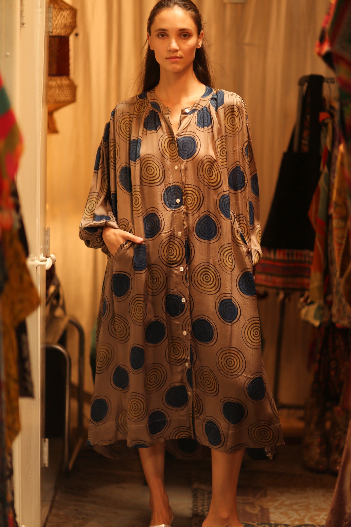 ELIZABETH SILK DRESS YO - YO YELLOW - BANGKOK TAILOR CLOTHING STORE - HANDMADE CLOTHING