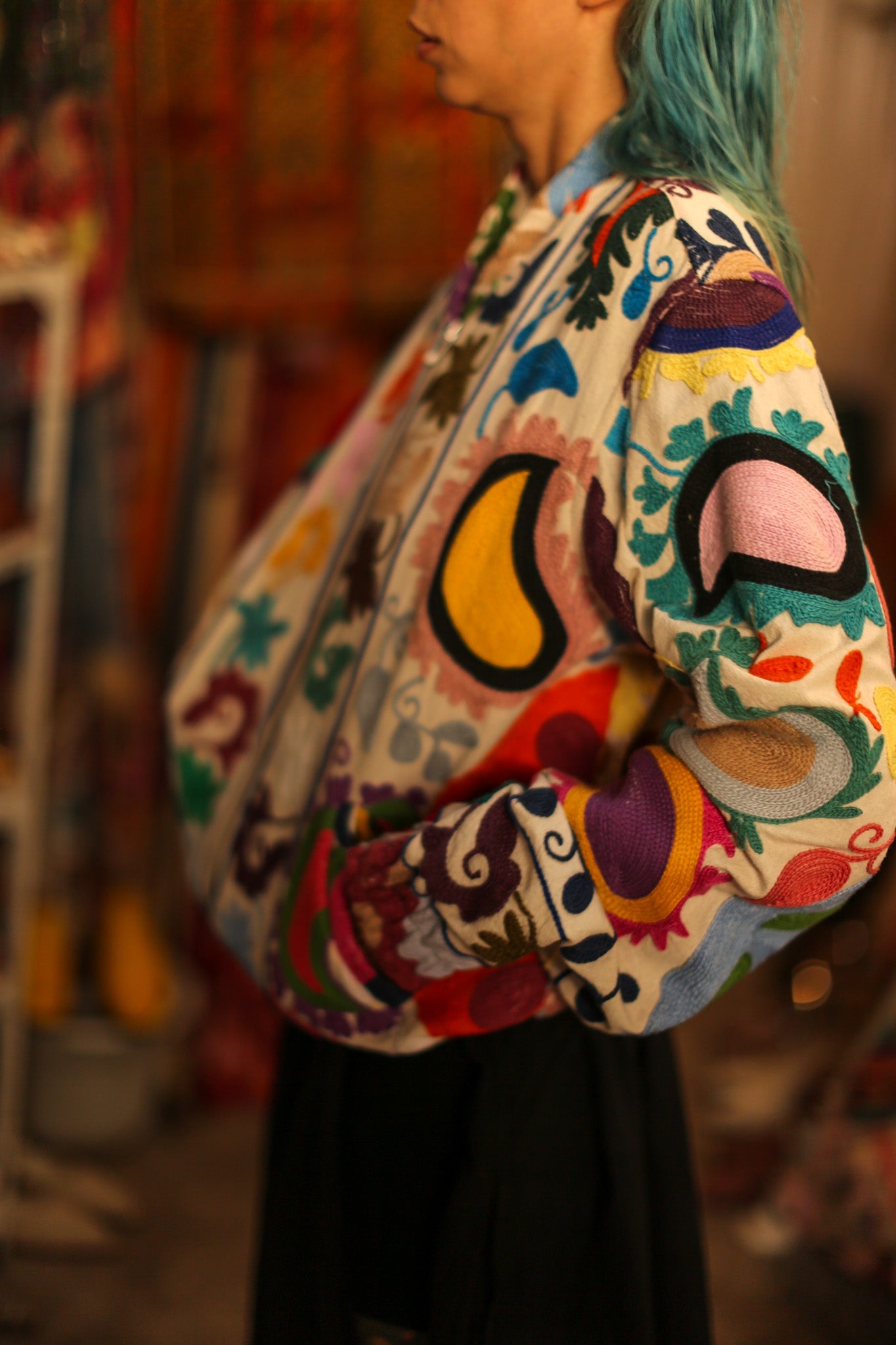 EMBROIDERED BOMBER JACKET CLARA - BANGKOK TAILOR CLOTHING STORE - HANDMADE CLOTHING