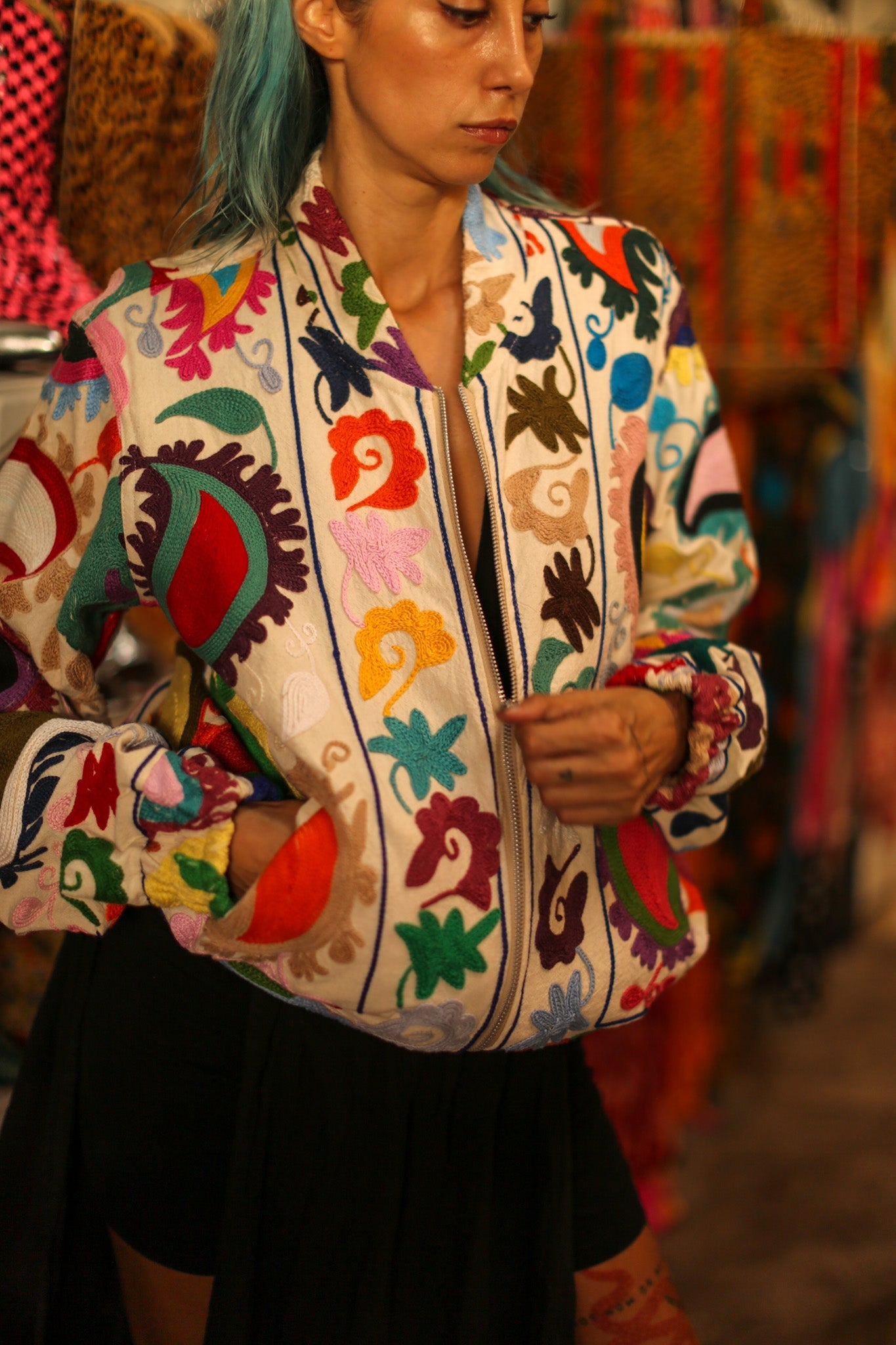 EMBROIDERED BOMBER JACKET CLARA - BANGKOK TAILOR CLOTHING STORE - HANDMADE CLOTHING