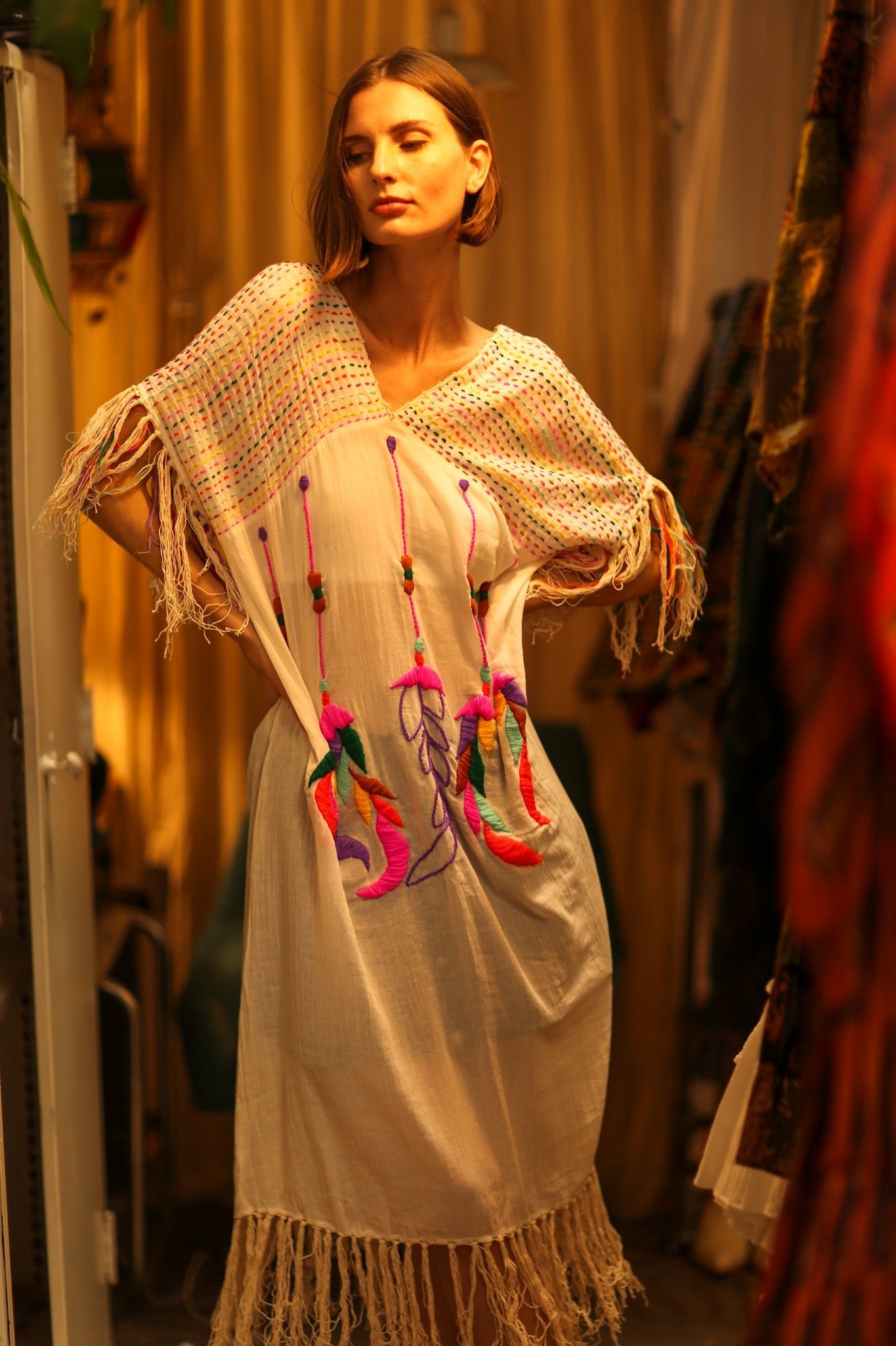 EMBROIDERED COTTON DRESS DREAM GIRL - BANGKOK TAILOR CLOTHING STORE - HANDMADE CLOTHING