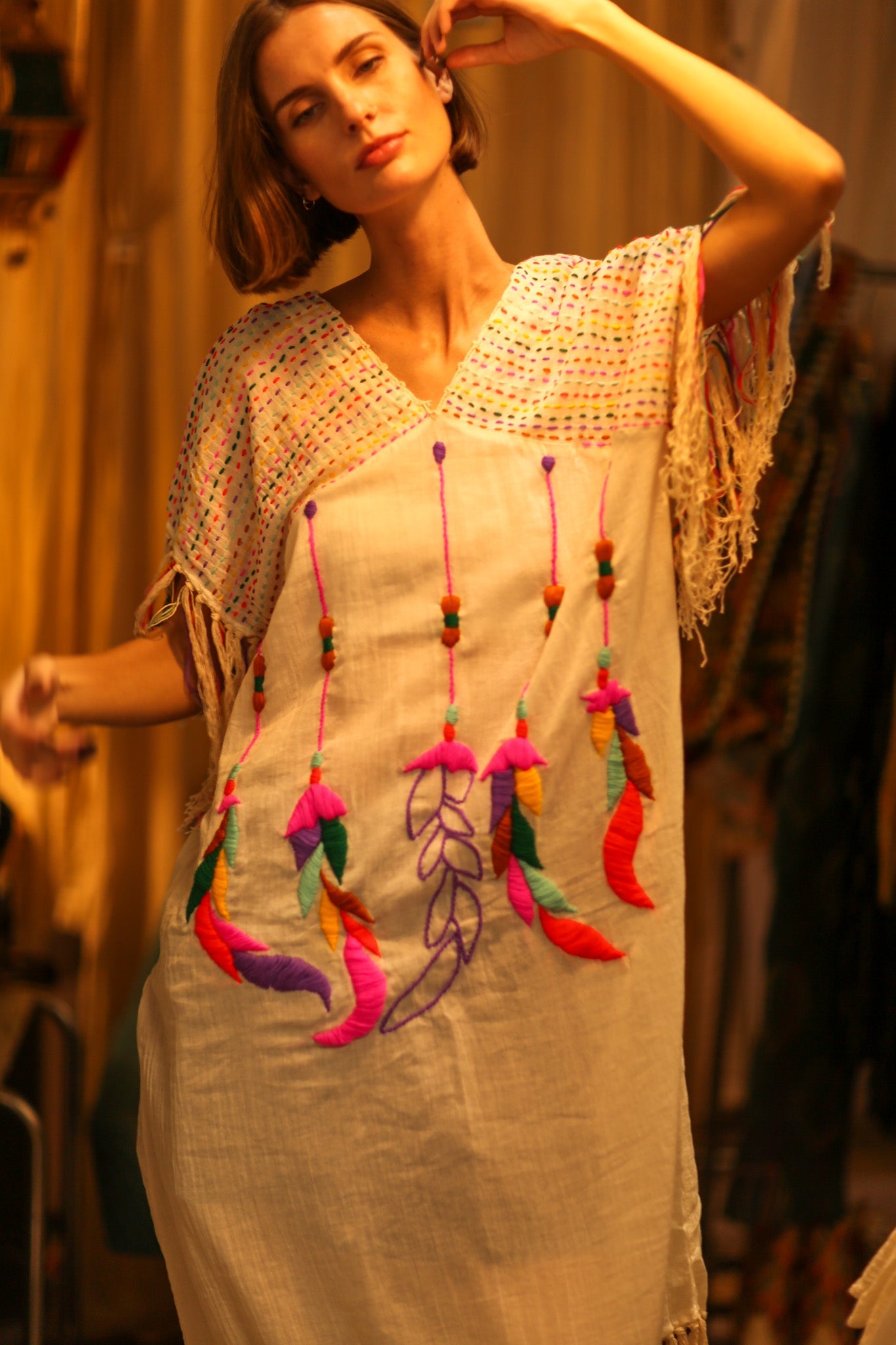 EMBROIDERED COTTON DRESS DREAM GIRL - BANGKOK TAILOR CLOTHING STORE - HANDMADE CLOTHING