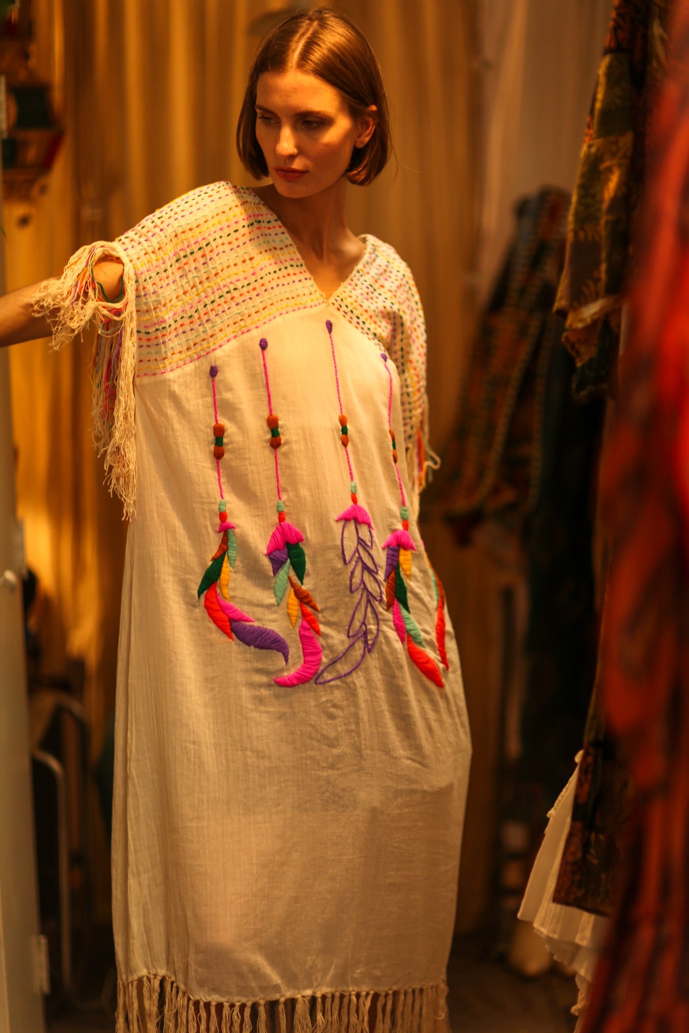 EMBROIDERED COTTON DRESS DREAM GIRL - BANGKOK TAILOR CLOTHING STORE - HANDMADE CLOTHING
