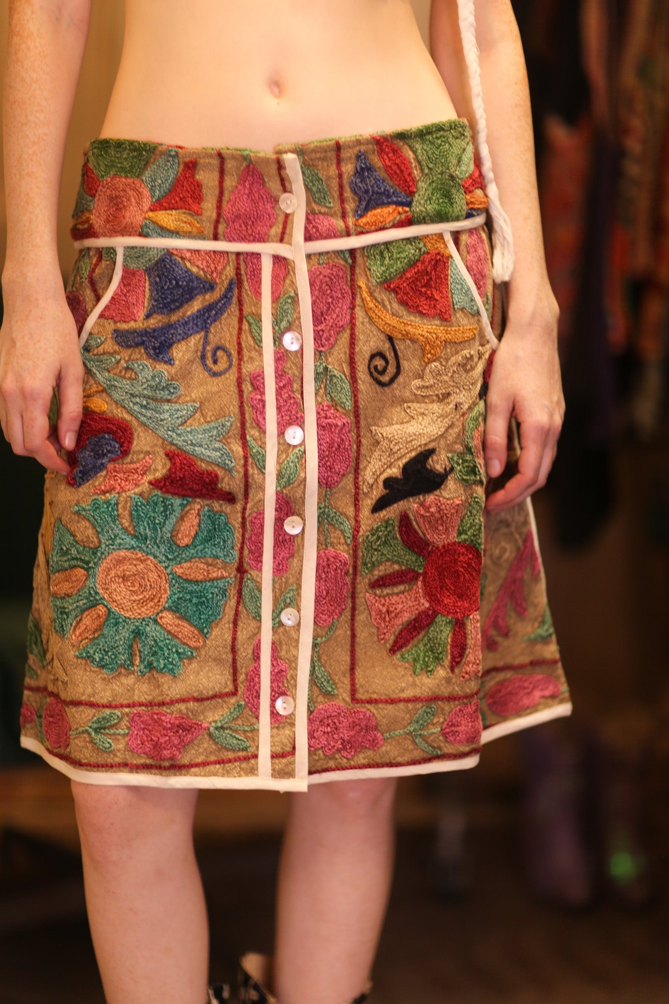 EMBROIDERED COTTON MINI SKIRT BOHEMIA - BANGKOK TAILOR CLOTHING STORE - HANDMADE CLOTHING