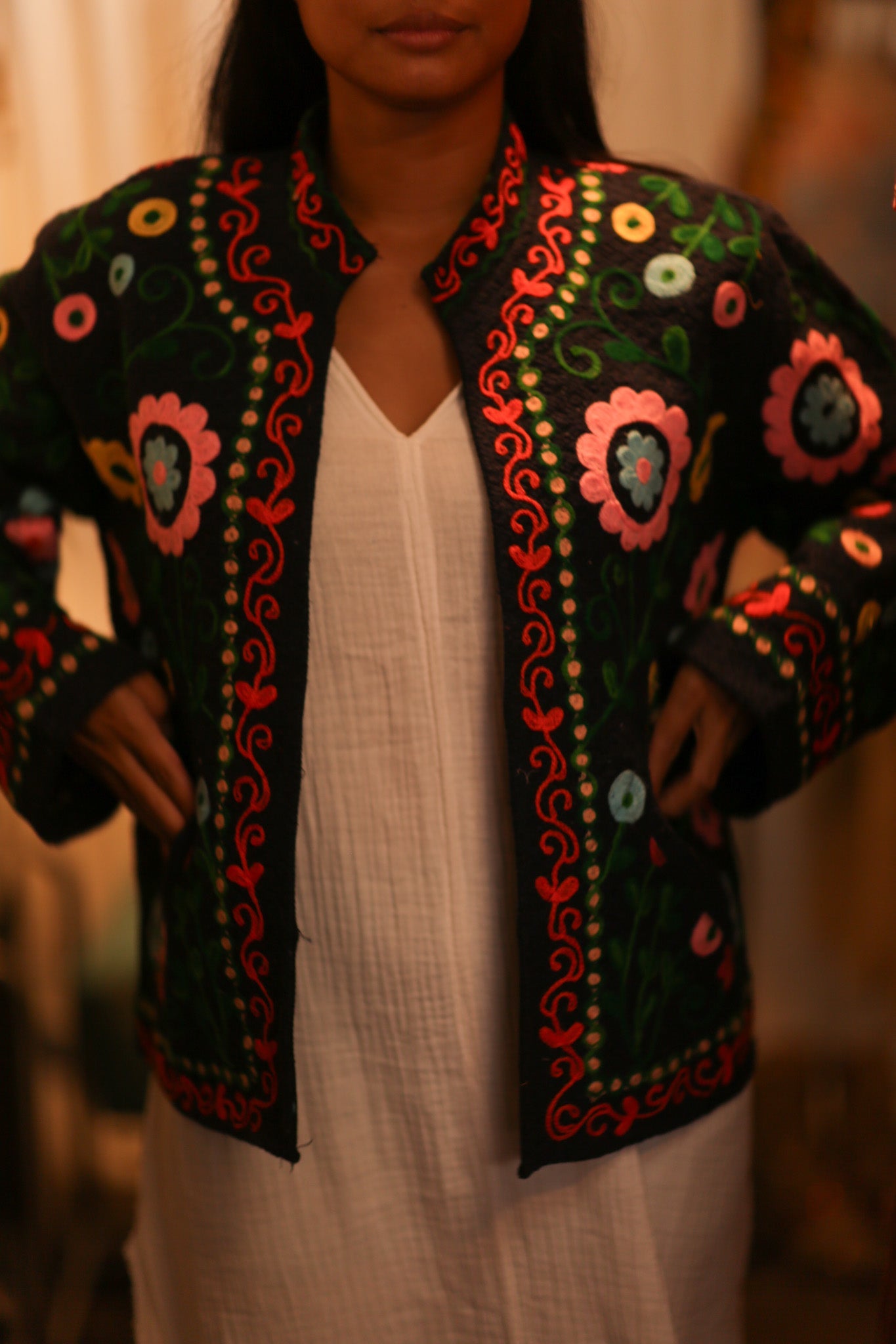 EMBROIDERED JACKET INGRID ARNOLD - BANGKOK TAILOR CLOTHING STORE - HANDMADE CLOTHING