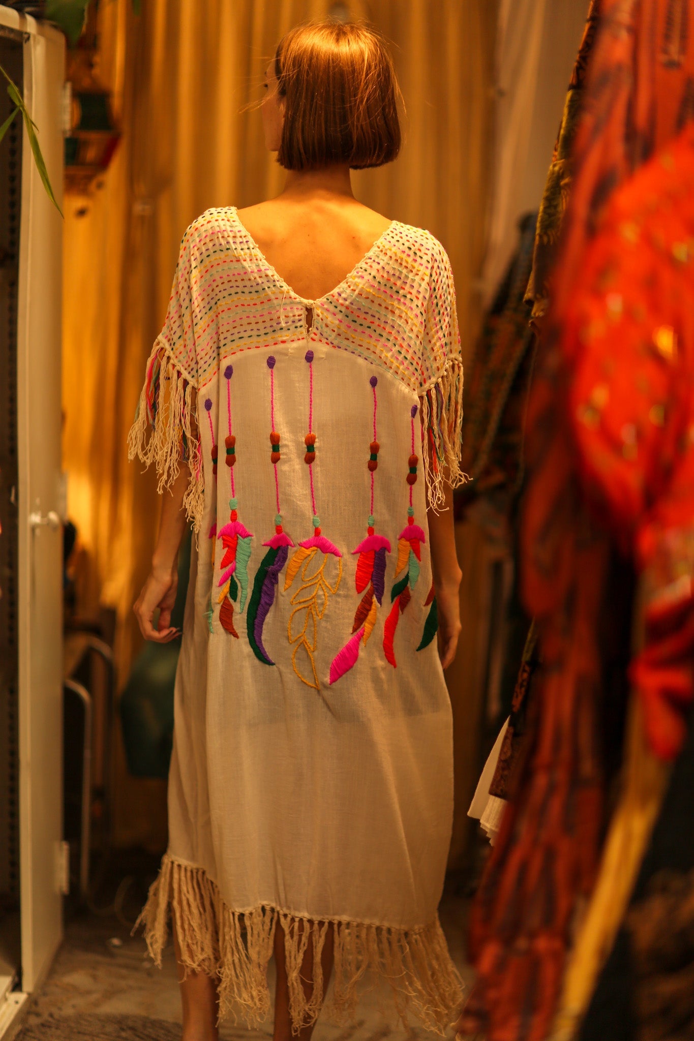 EMBROIDERED KAFTAN DRESS PHOEBIN - BANGKOK TAILOR CLOTHING STORE - HANDMADE CLOTHING
