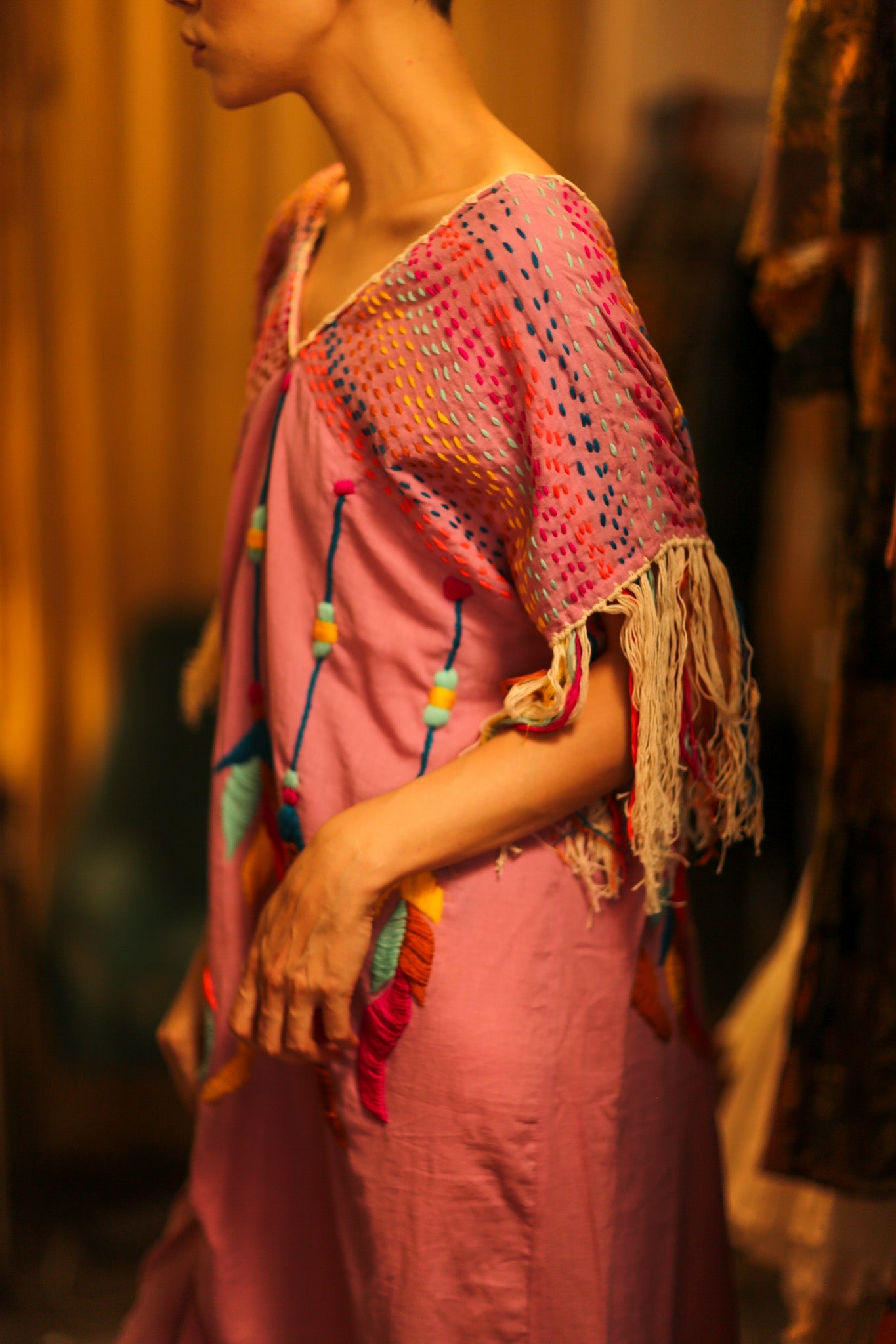 EMBROIDERED KAFTAN DRESS PHOEBIN - BANGKOK TAILOR CLOTHING STORE - HANDMADE CLOTHING