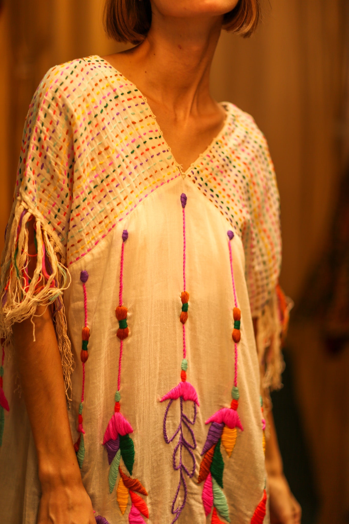 EMBROIDERED KAFTAN DRESS PHOEBIN - BANGKOK TAILOR CLOTHING STORE - HANDMADE CLOTHING
