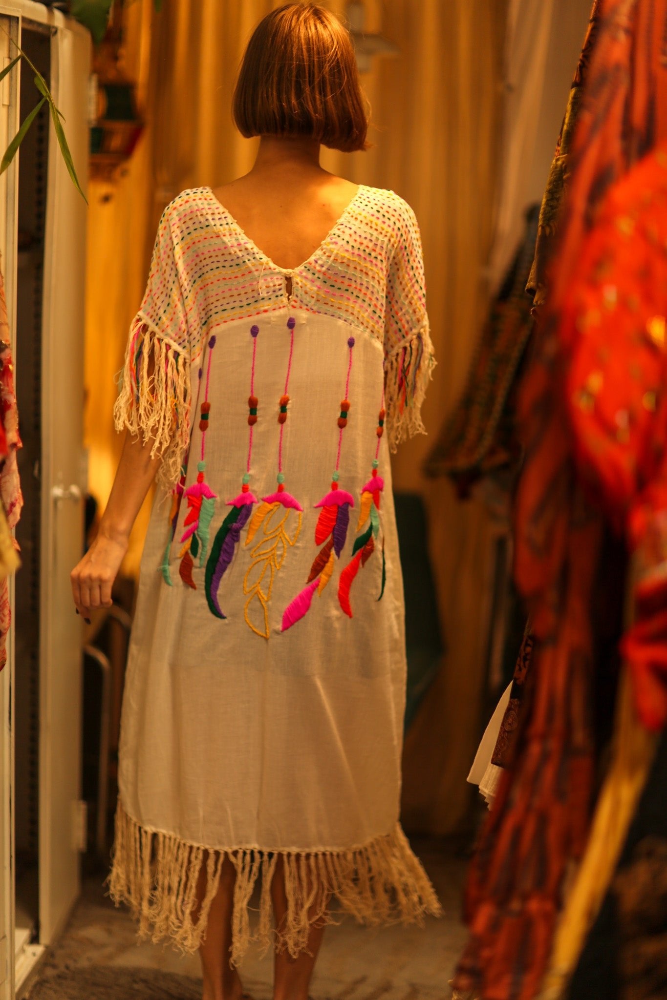 EMBROIDERED KAFTAN DRESS PHOEBIN - BANGKOK TAILOR CLOTHING STORE - HANDMADE CLOTHING