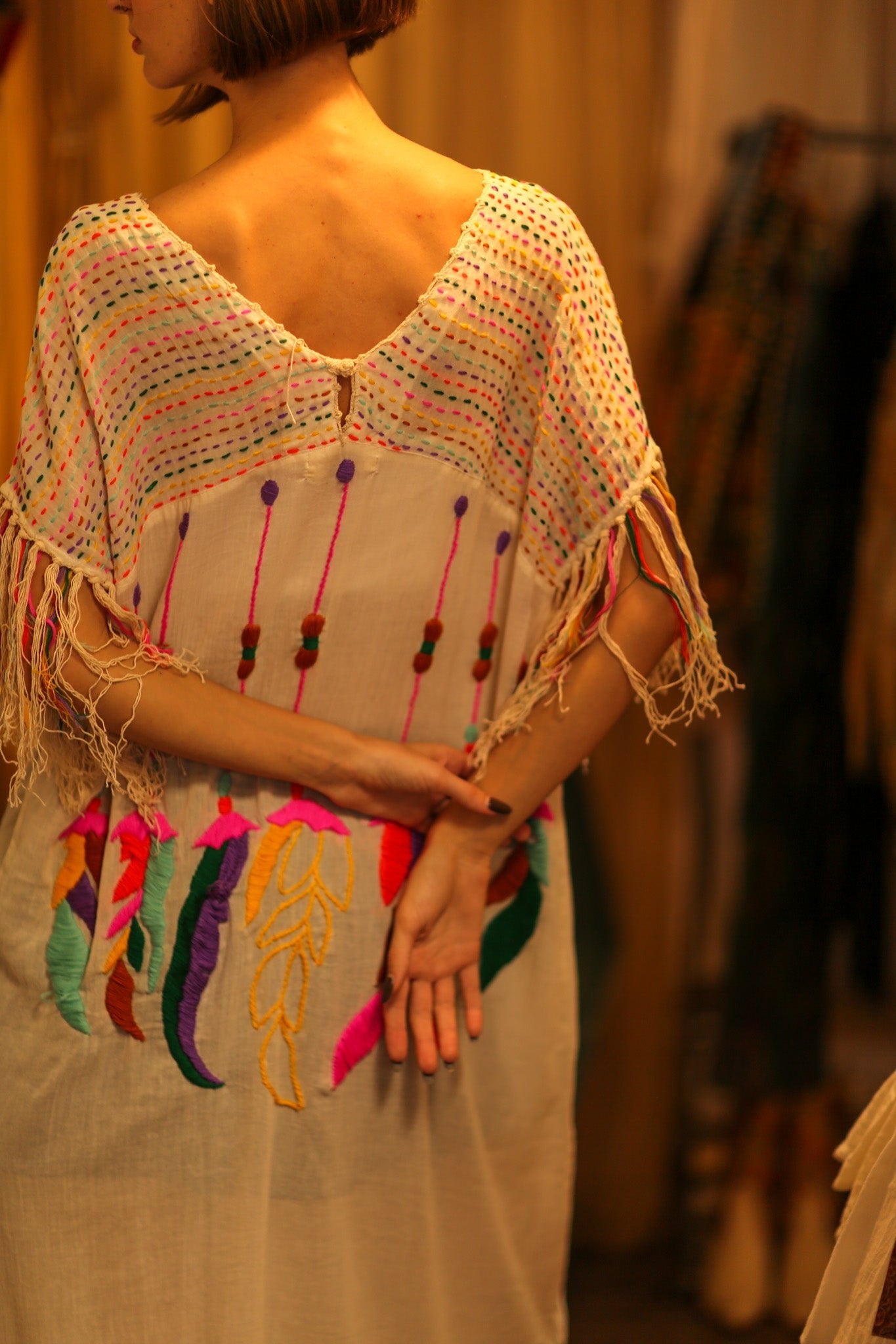 EMBROIDERED KAFTAN DRESS PHOEBIN - BANGKOK TAILOR CLOTHING STORE - HANDMADE CLOTHING