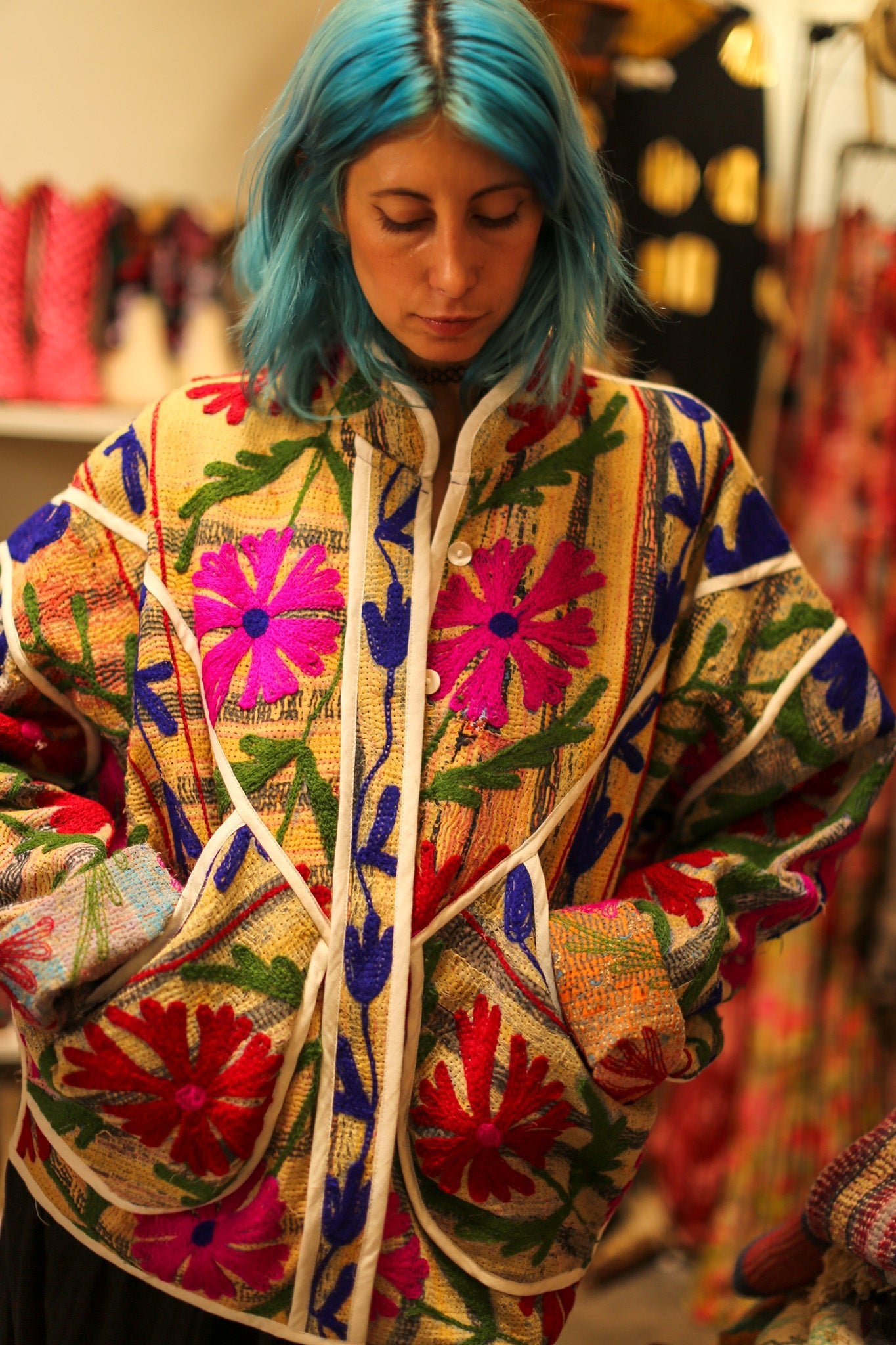 EMBROIDERED KANTHA JACKET AYLIN - BANGKOK TAILOR CLOTHING STORE - HANDMADE CLOTHING