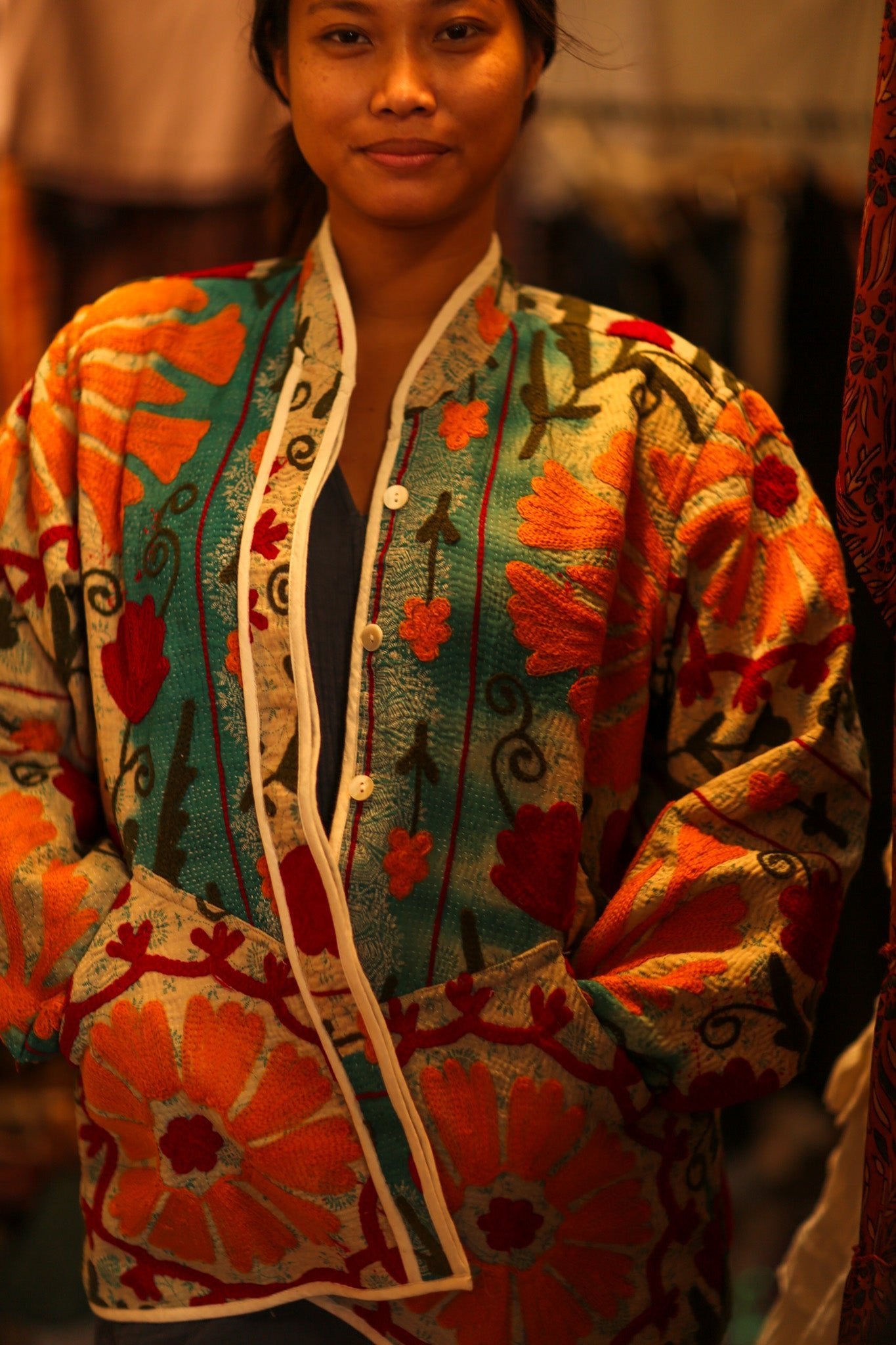 EMBROIDERED KANTHA JACKET VINCE - BANGKOK TAILOR CLOTHING STORE - HANDMADE CLOTHING