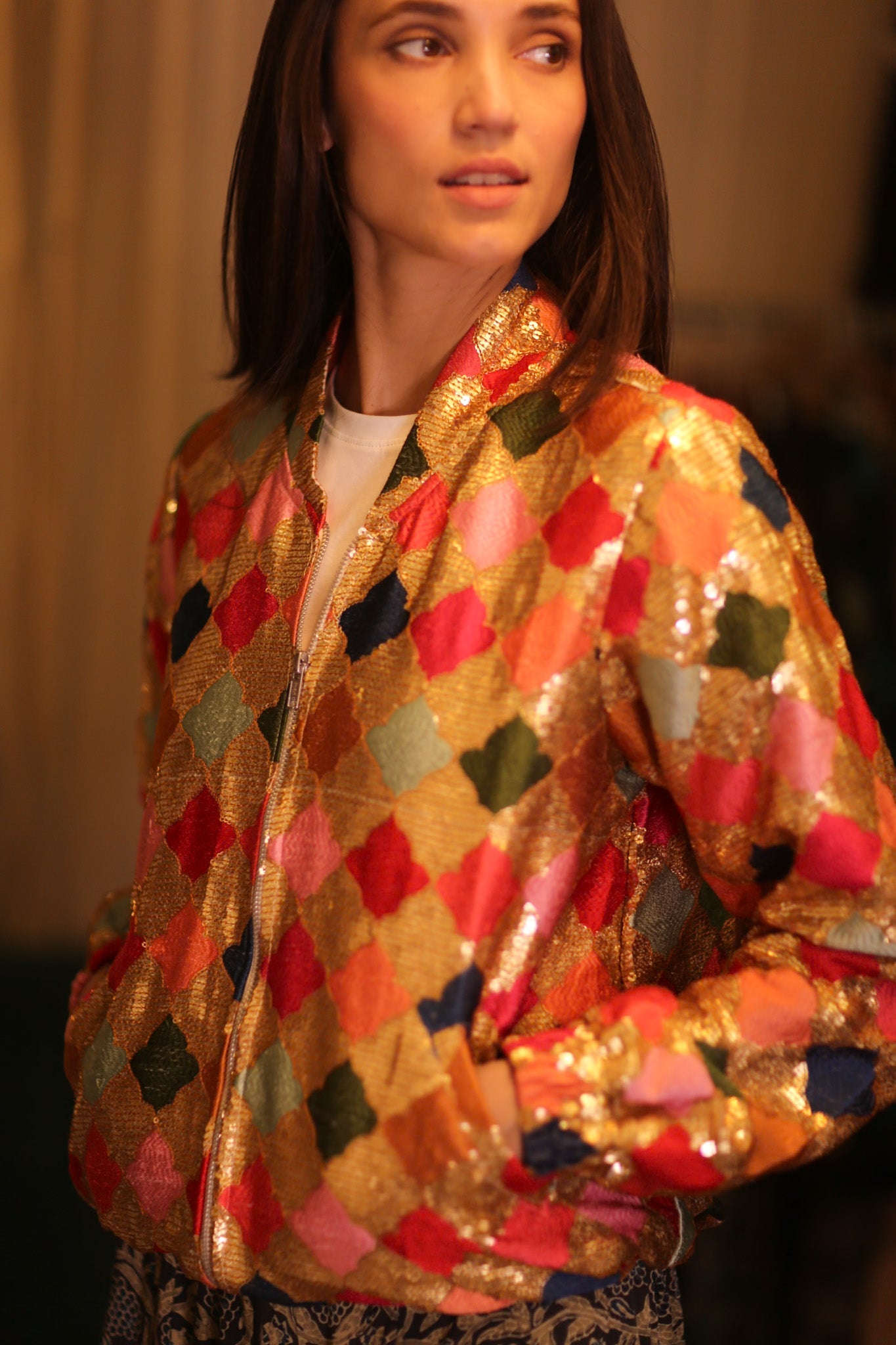EMBROIDERED SILK BOMBER JACKET ANCHA GINNY - BANGKOK TAILOR CLOTHING STORE - HANDMADE CLOTHING