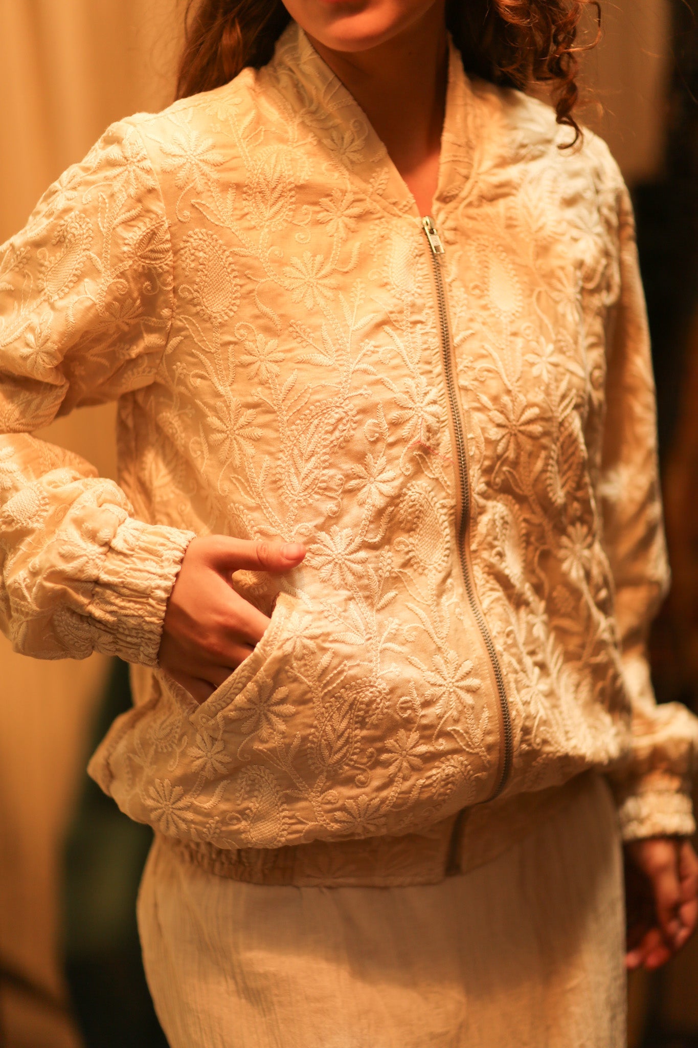EMBROIDERED SILK BOMBER JACKET GINA - BANGKOK TAILOR CLOTHING STORE - HANDMADE CLOTHING