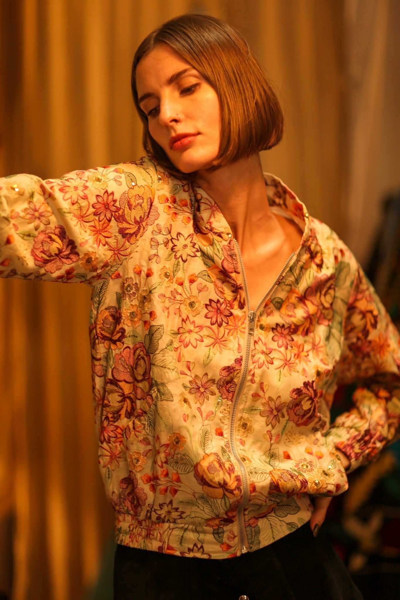 EMBROIDERED SILK BOMBER JACKET HANE - BANGKOK TAILOR CLOTHING STORE - HANDMADE CLOTHING