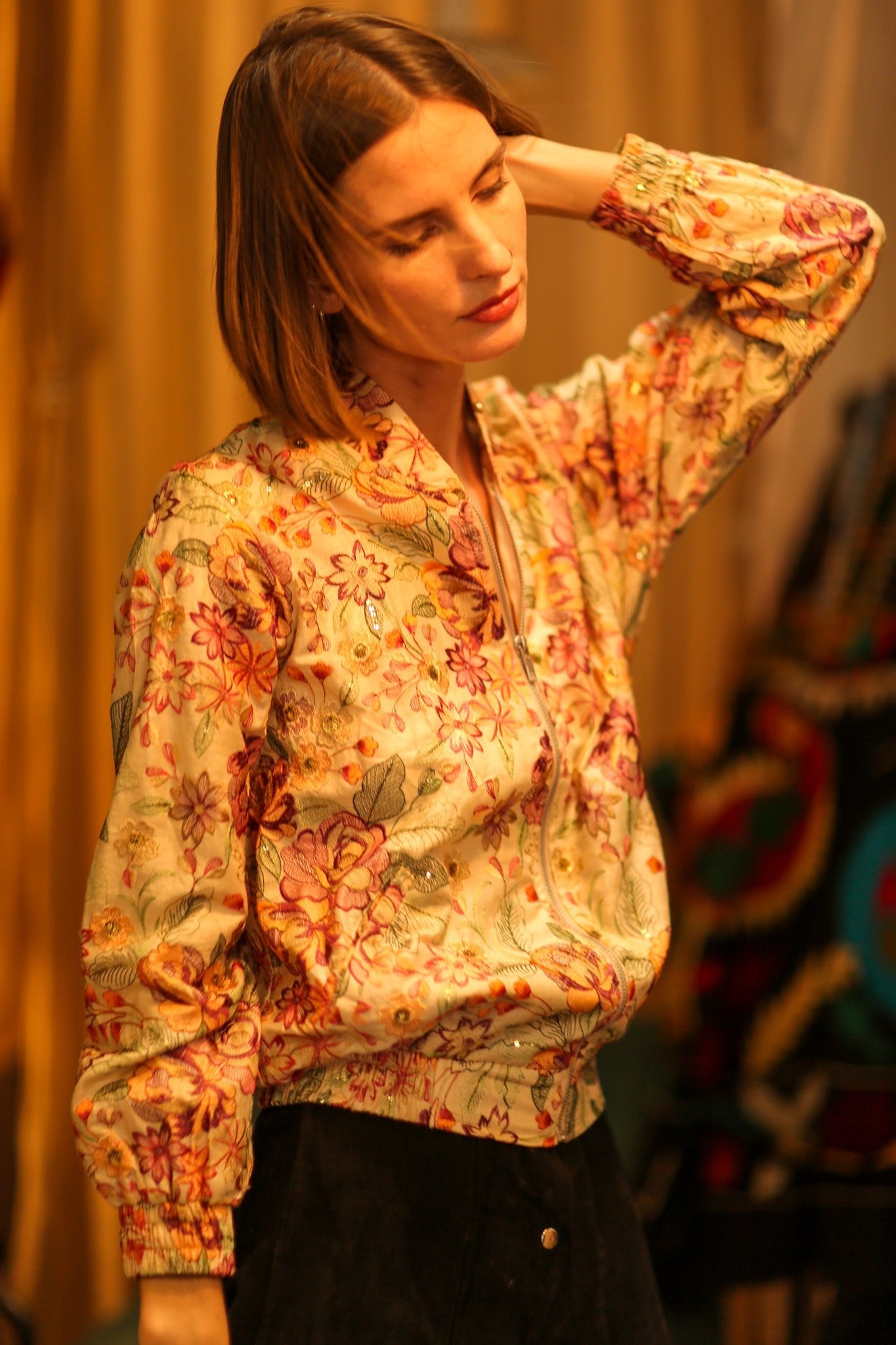 EMBROIDERED SILK BOMBER JACKET HANE - BANGKOK TAILOR CLOTHING STORE - HANDMADE CLOTHING