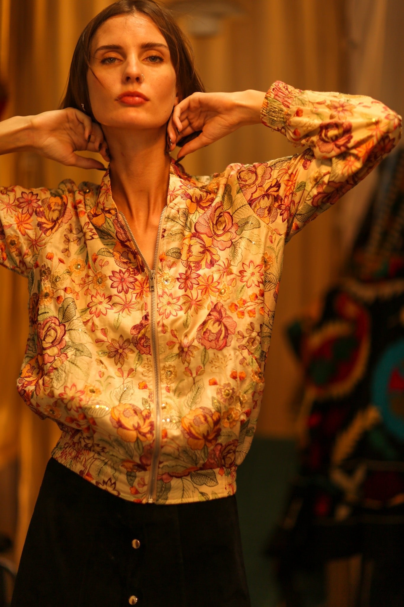 EMBROIDERED SILK BOMBER JACKET HANE - BANGKOK TAILOR CLOTHING STORE - HANDMADE CLOTHING