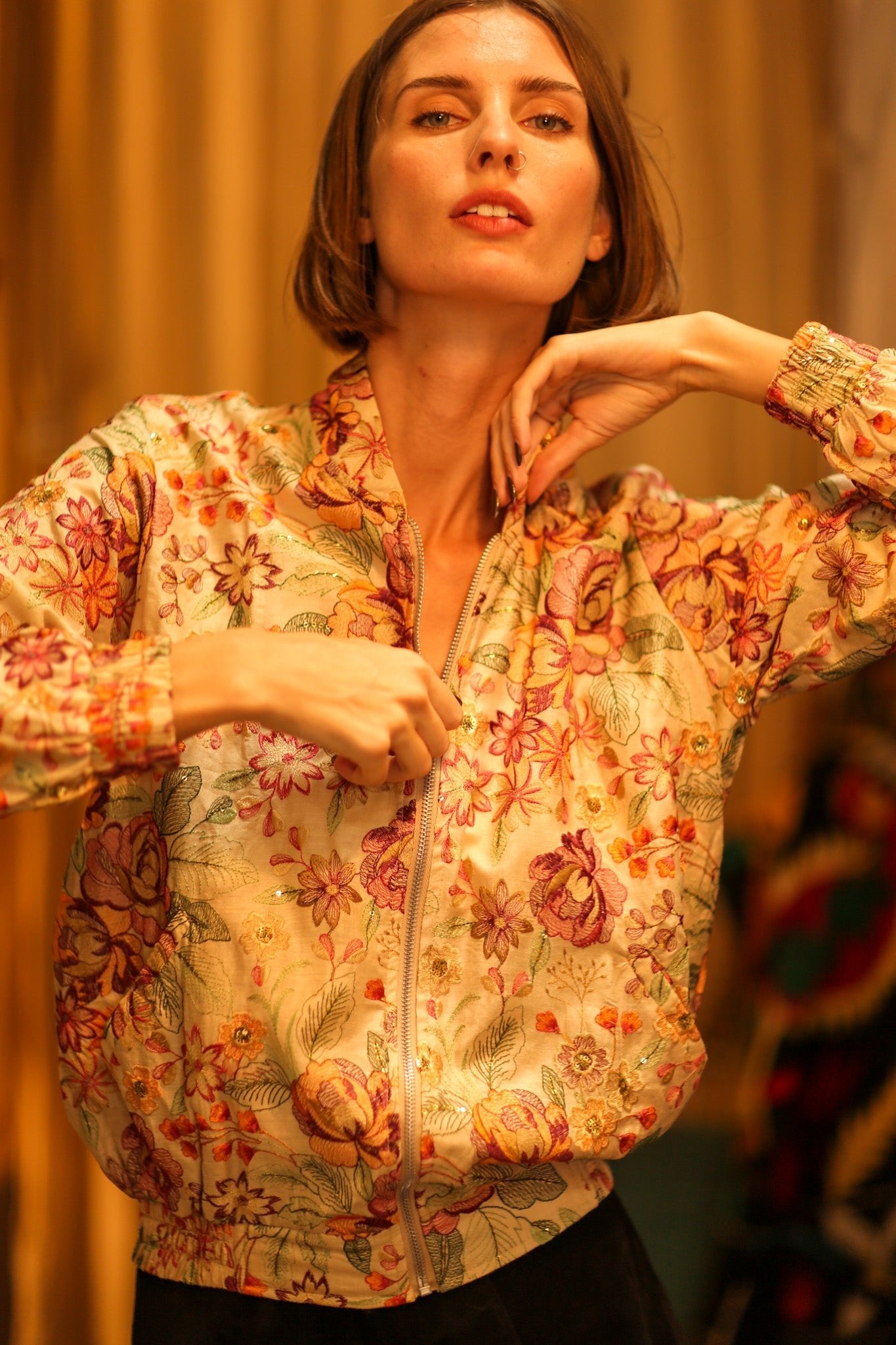 EMBROIDERED SILK BOMBER JACKET HANE - BANGKOK TAILOR CLOTHING STORE - HANDMADE CLOTHING
