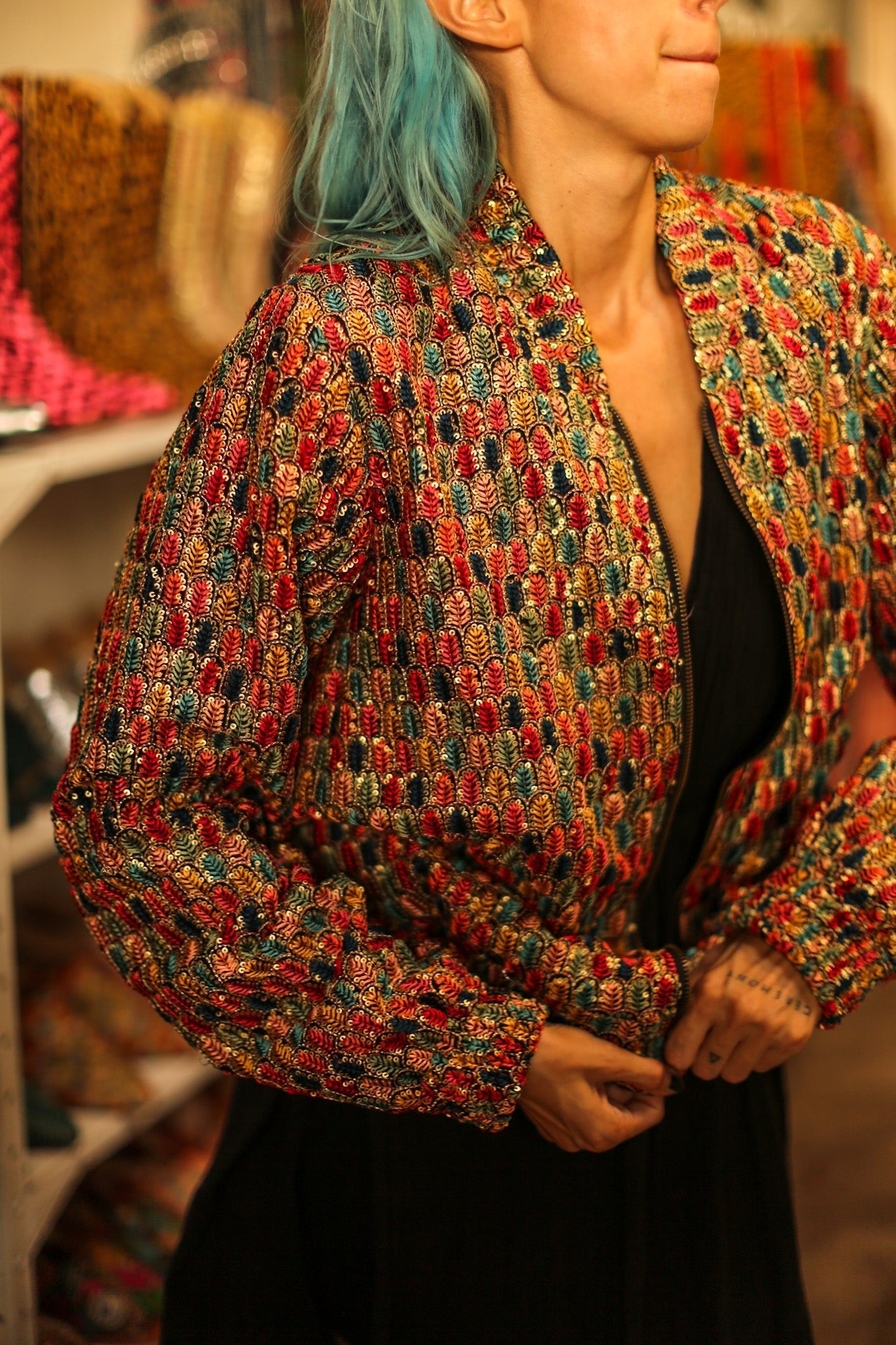 EMBROIDERED SILK BOMBER JACKET LEROY - BANGKOK TAILOR CLOTHING STORE - HANDMADE CLOTHING