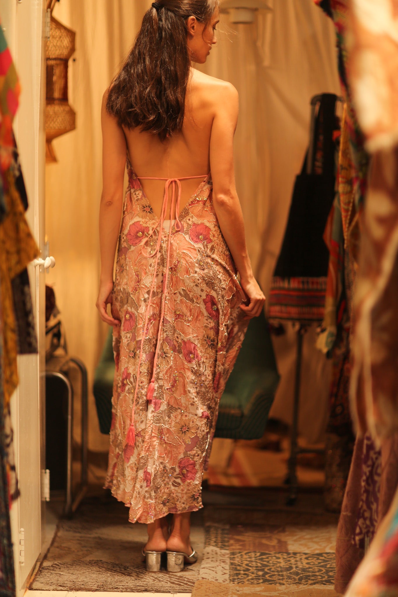 EMBROIDERED SILK DRESS HANNAH - BANGKOK TAILOR CLOTHING STORE - HANDMADE CLOTHING