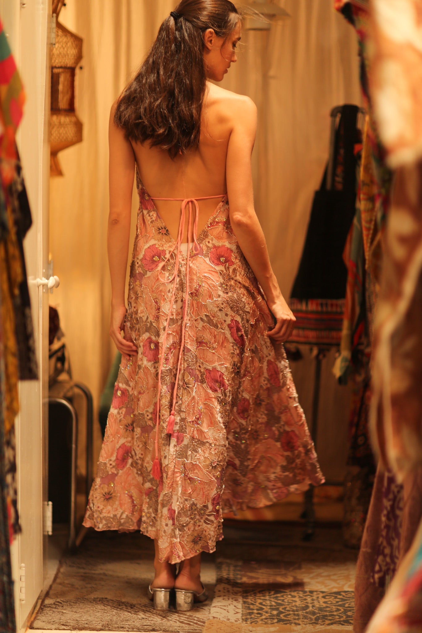EMBROIDERED SILK DRESS HANNAH - BANGKOK TAILOR CLOTHING STORE - HANDMADE CLOTHING