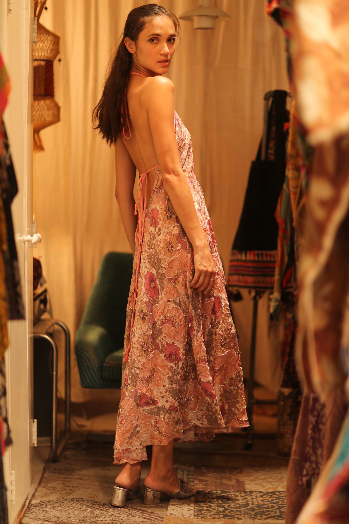 EMBROIDERED SILK DRESS HANNAH - BANGKOK TAILOR CLOTHING STORE - HANDMADE CLOTHING