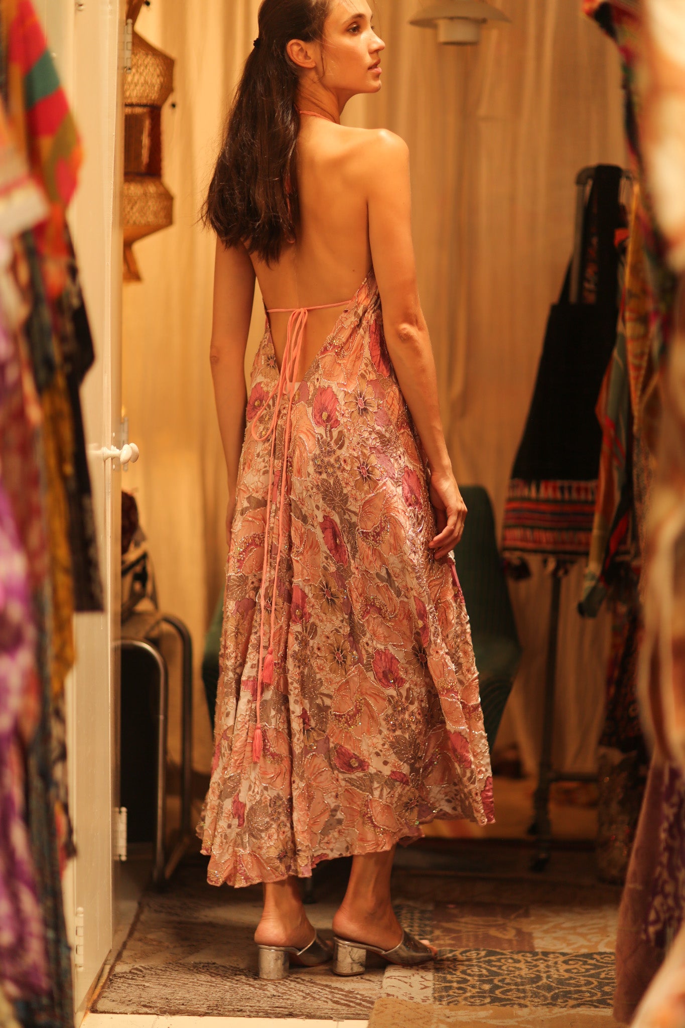 EMBROIDERED SILK DRESS HANNAH - BANGKOK TAILOR CLOTHING STORE - HANDMADE CLOTHING